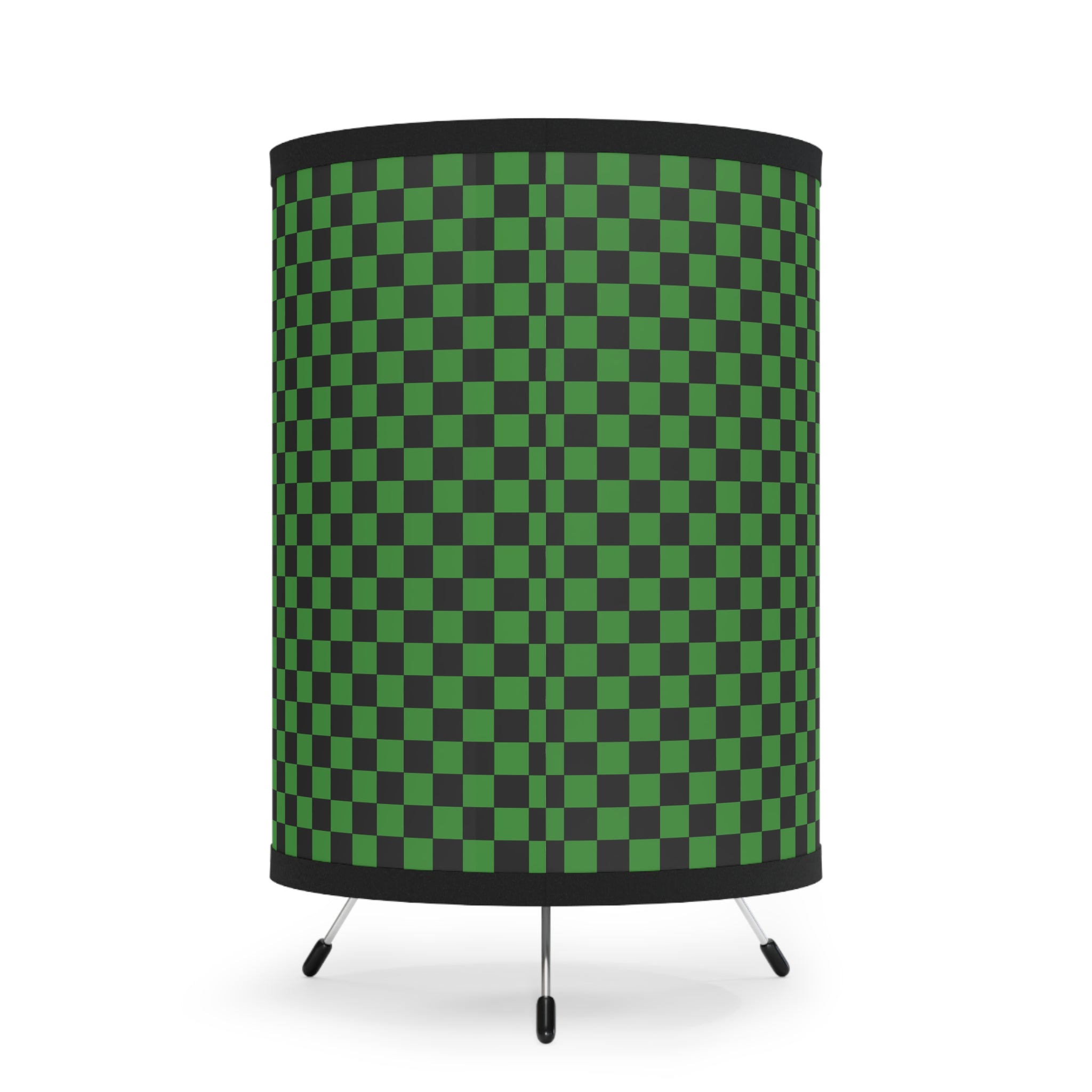 Checkerboard Green and Black Tripod Lamp with High-Res Printed Shade, US\CA plug, Artsulli - Art is Long, Life is Short, Home Decor, , , , , , , 