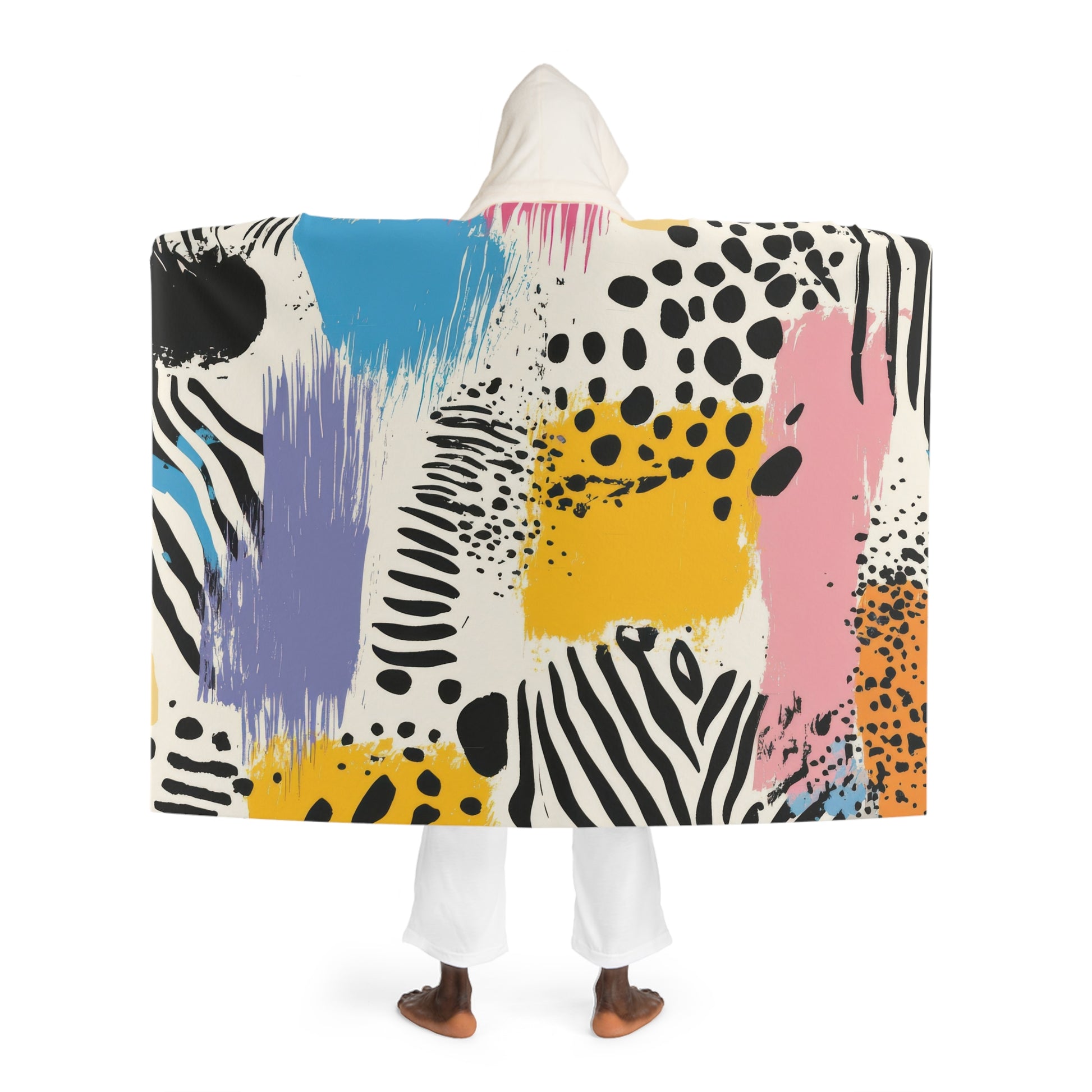 Rae Zebra Rhapsody II Hooded Sherpa Fleece Blanket, Artsulli - Art is Long, Life is Short, All Over Prints, , , , , , , 