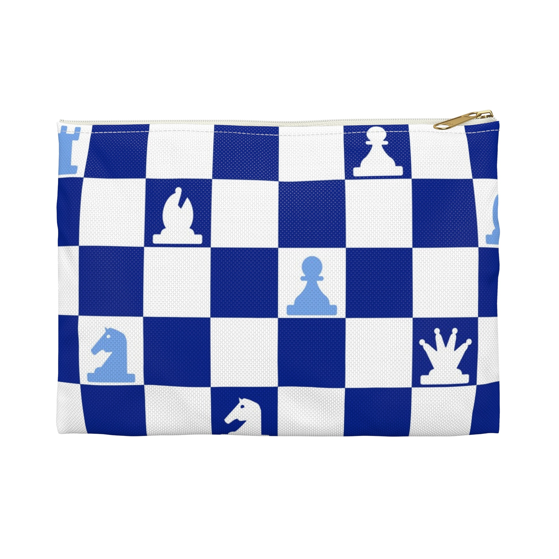 Chessboard Navy Blue Accessory Pouch, Artsulli - Art is Long, Life is Short, Bags, Size, Small, Color, White zipper, , , 22503910509349973850