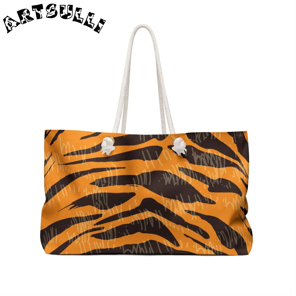 JAKKOUTTHEBXX Tiger Scratches Orange & Black Weekender Bag