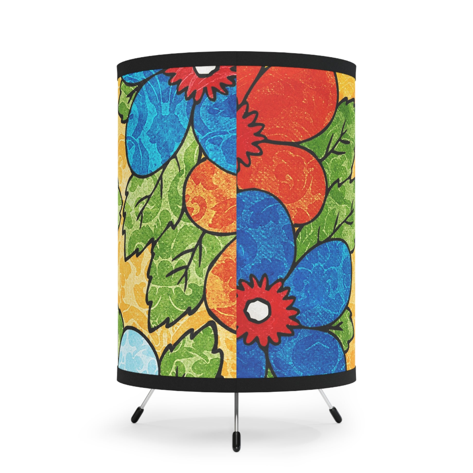 Groovy Yellow Floral Kl Tripod Lamp with High-Res Printed Shade, US\CA plug, Artsulli - Art is Long, Life is Short, Home Decor, , , , , , , 