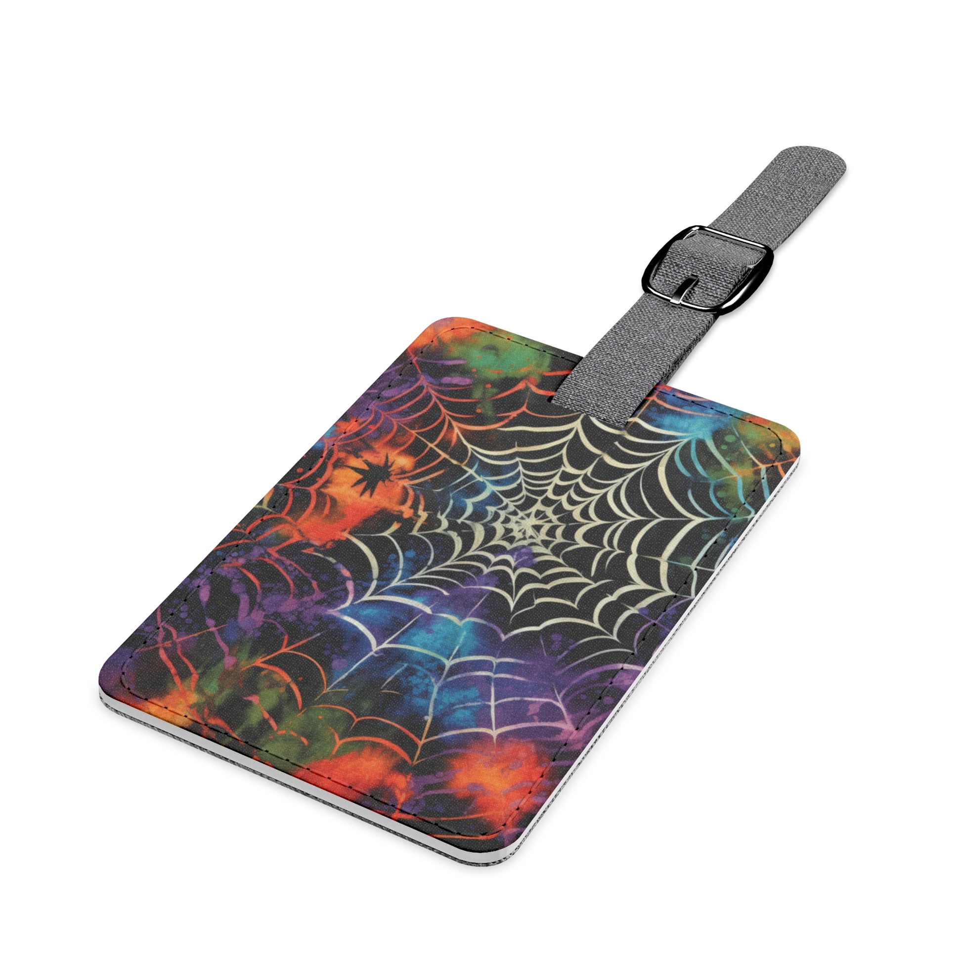 Spider Web Tie Dye Saffiano Polyester Luggage Tag, Rectangle, Artsulli - Art is Long, Life is Short, Accessories, , , , , , , 