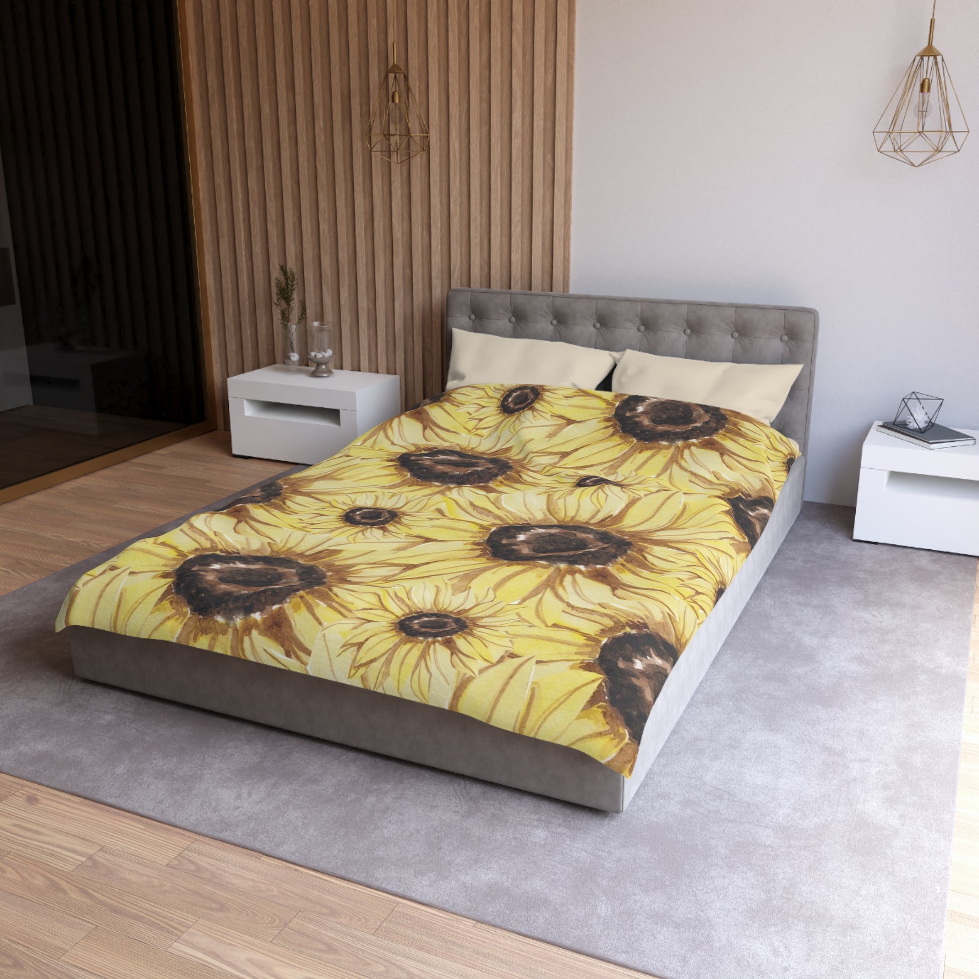 Retro Anime Sunflower Microfiber Duvet Cover, Artsulli - Art is Long, Life is Short, Home Decor, , , , , , , 