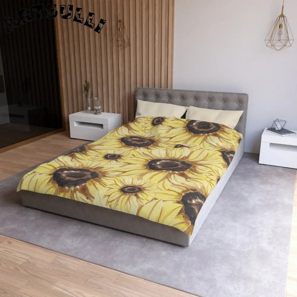 JAKKOUTTHEBXX Retro Anime Sunflower Microfiber Duvet Cover