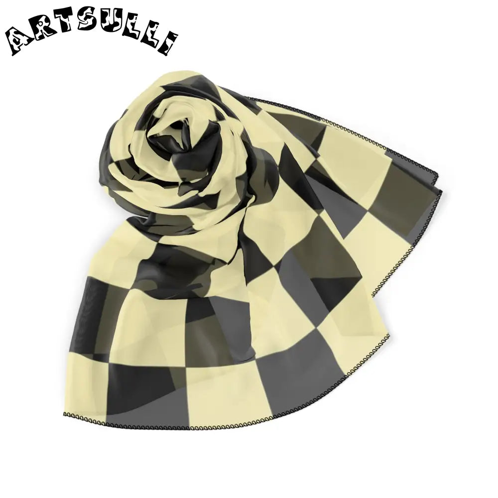 JAKKOUTTHEBXX Checkerboard Black and Yellow Poly Scarf JAKKOUTTHEBXX