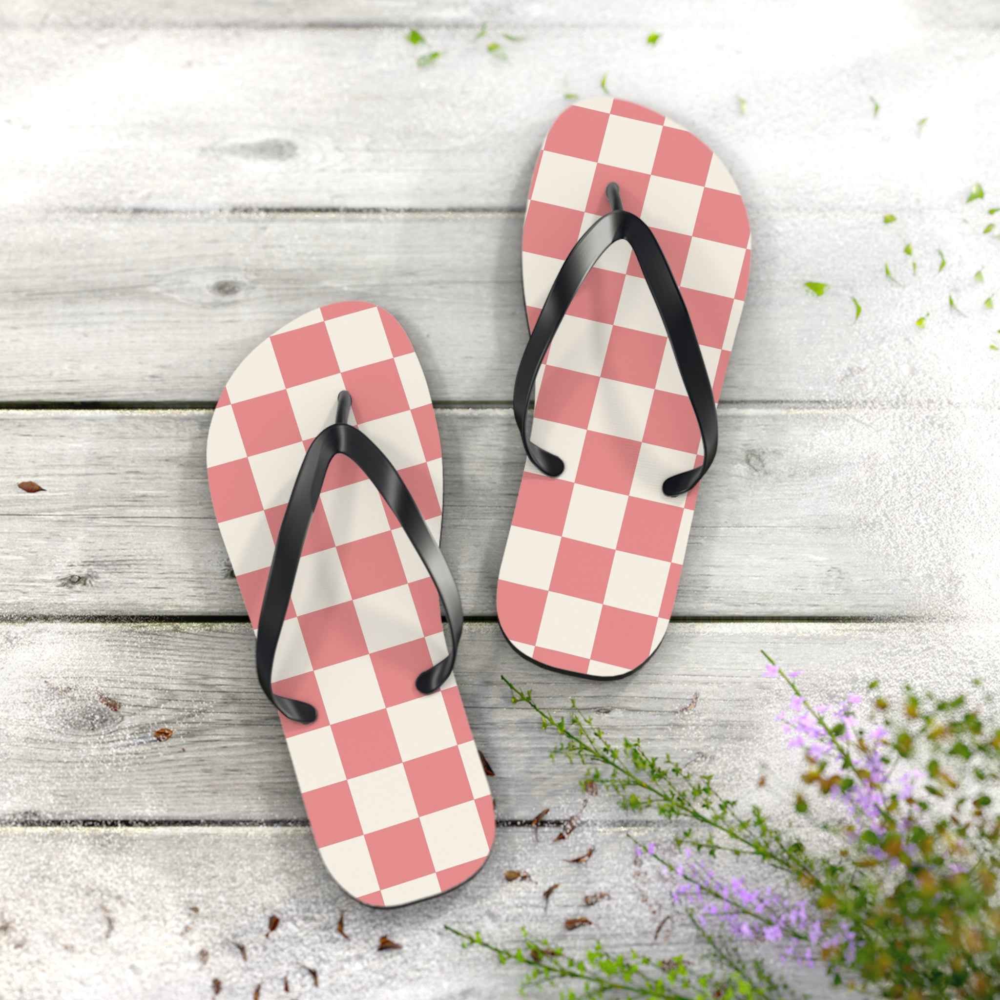 Retro Checkered Grassland Sprites Flip Flops, Artsulli - Art is Long, Life is Short, Shoes, , , , , , , 