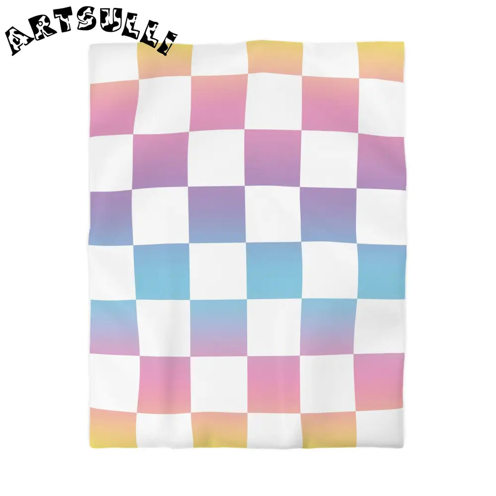 JAKKOUTTHEBXX Vaporwave Check Microfiber Duvet Cover JAKKOUTTHEBXX