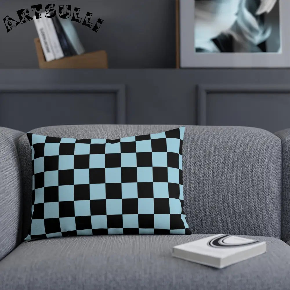 JAKKOUTTHEBXX Checkerboard Black and Blue Cushion JAKKOUTTHEBXX