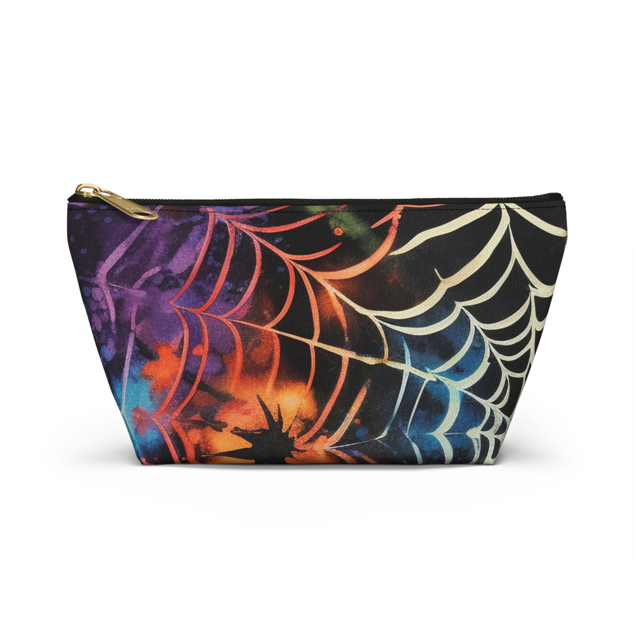 Spider Web Tie Dye Accessory Pouch w T-bottom, Artsulli - Art is Long, Life is Short, Bags, Size, Small, Color, Black zipper, , , 14100599092880943774