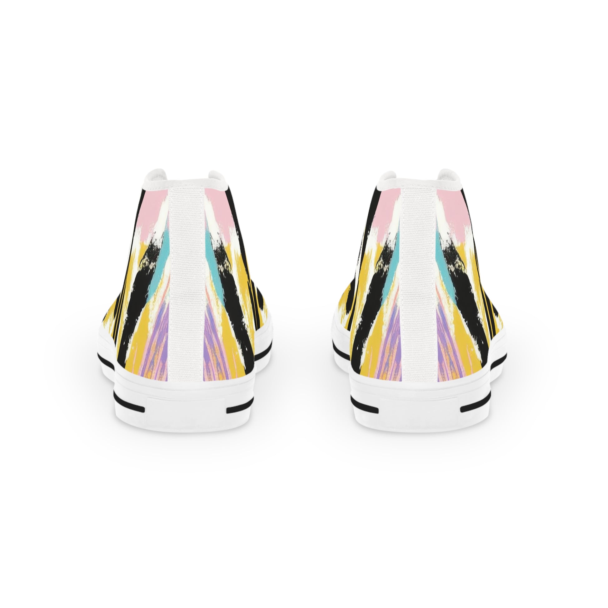 Wild Zebra Stripes x Paint Brush Strokes Multi-Color Men's High Top Sneakers, Artsulli - Art is Long, Life is Short, Shoes, , , , , , , 