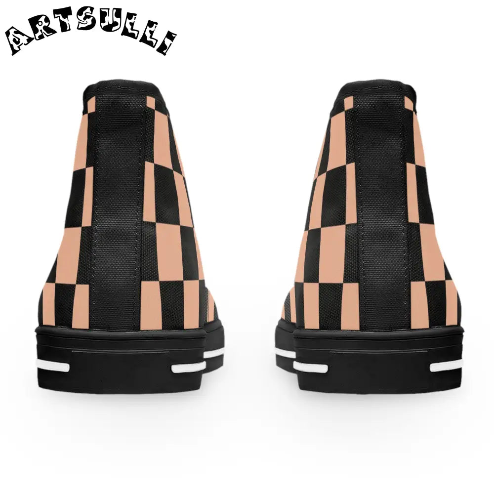 JAKKOUTTHEBXX Checkerboard Soft Orange and Black Women’s High Top