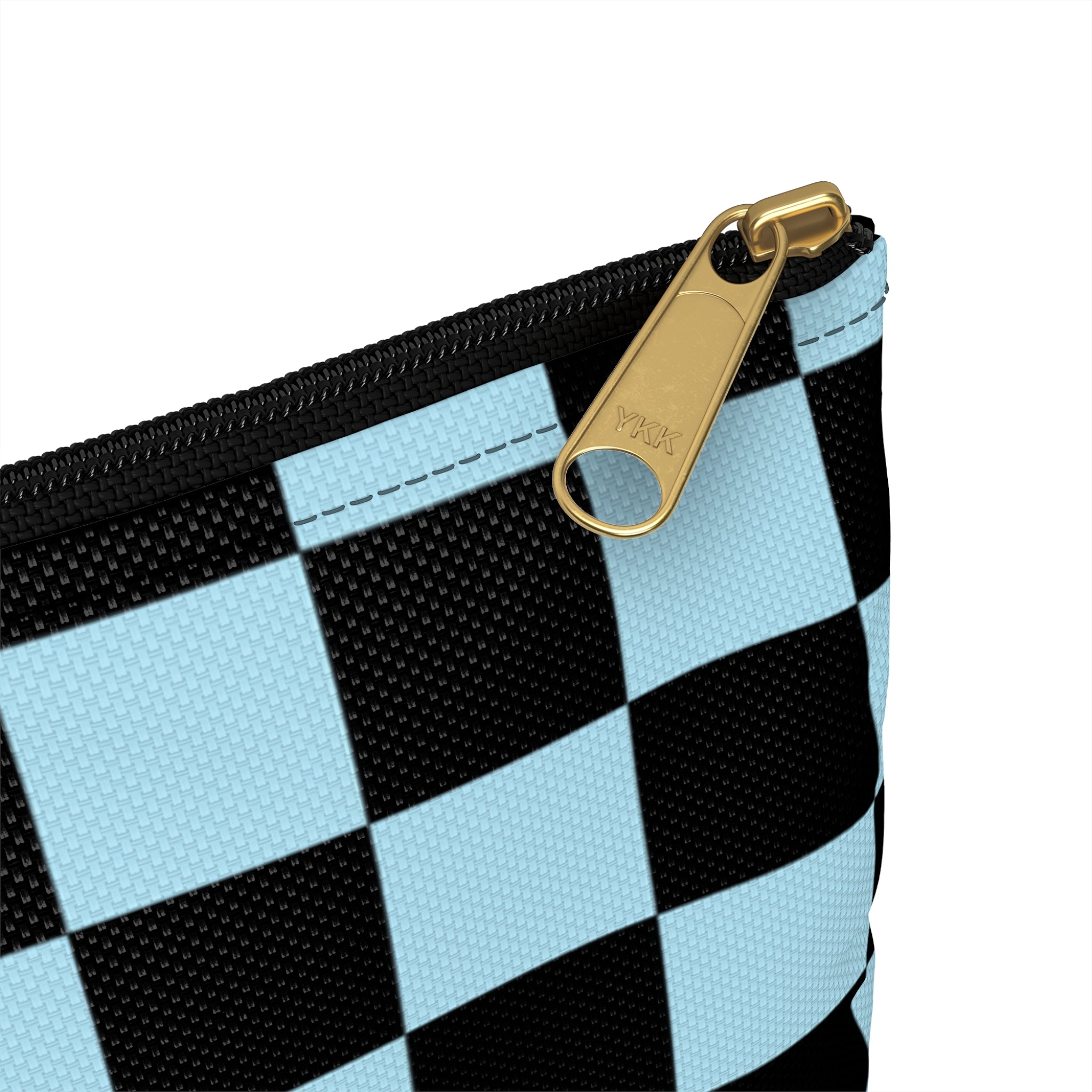 Checkerboard Black and Blue Accessory Pouch, Artsulli - Art is Long, Life is Short, Bags, , , , , , , 