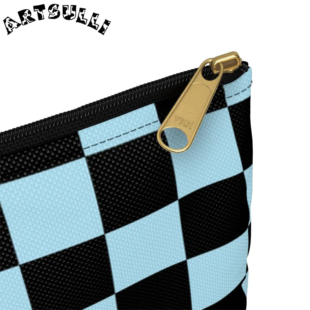 JAKKOUTTHEBXX Checkerboard Black and Blue Accessory Pouch