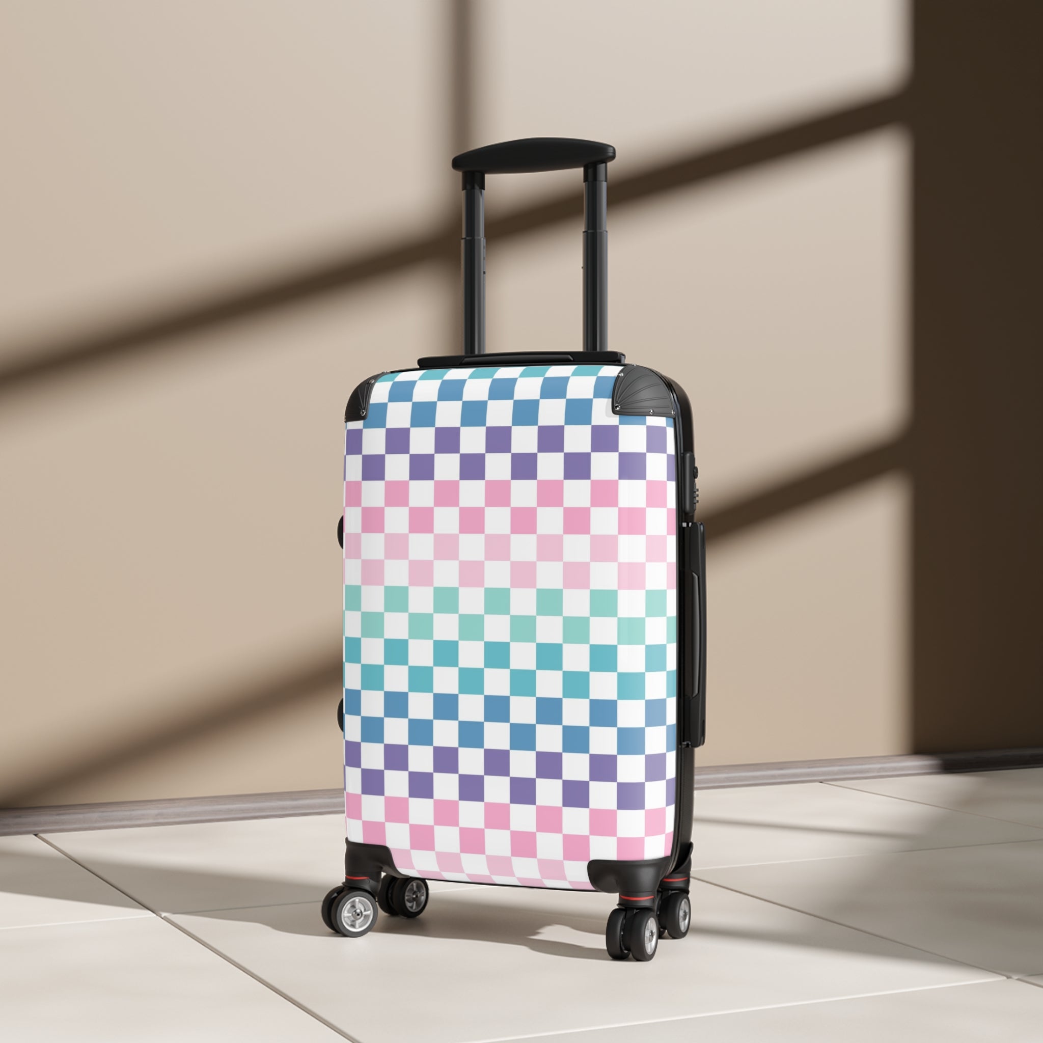 Vaporwave Rainbow  Checkerboard Multi-Color Suitcase, Artsulli - Art is Long, Life is Short, Bags, , , , , , , 