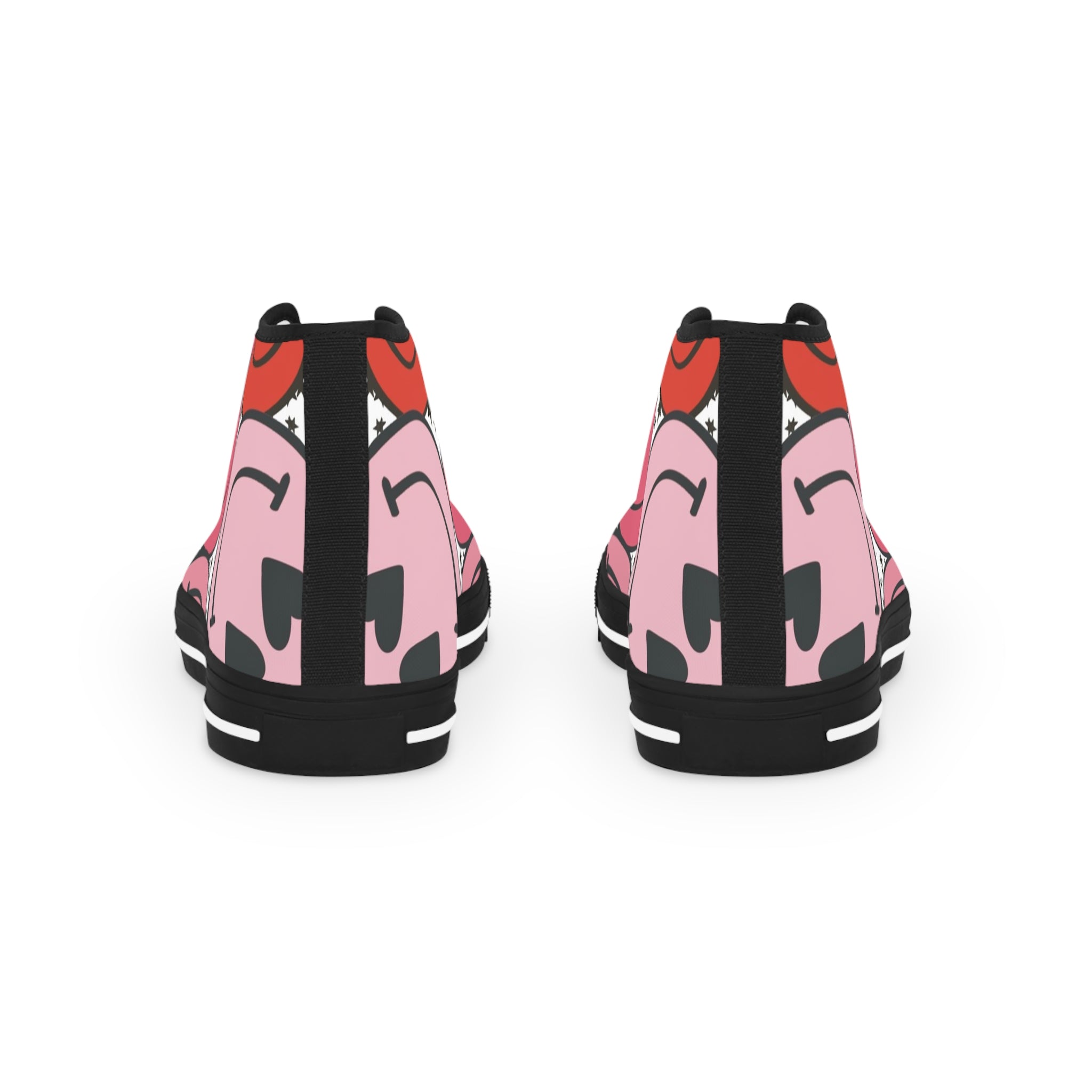 Big Smiley Face x Heart Eyes Pink and Red Men's High Top Sneakers, Artsulli - Art is Long, Life is Short, Shoes, , , , , , , 