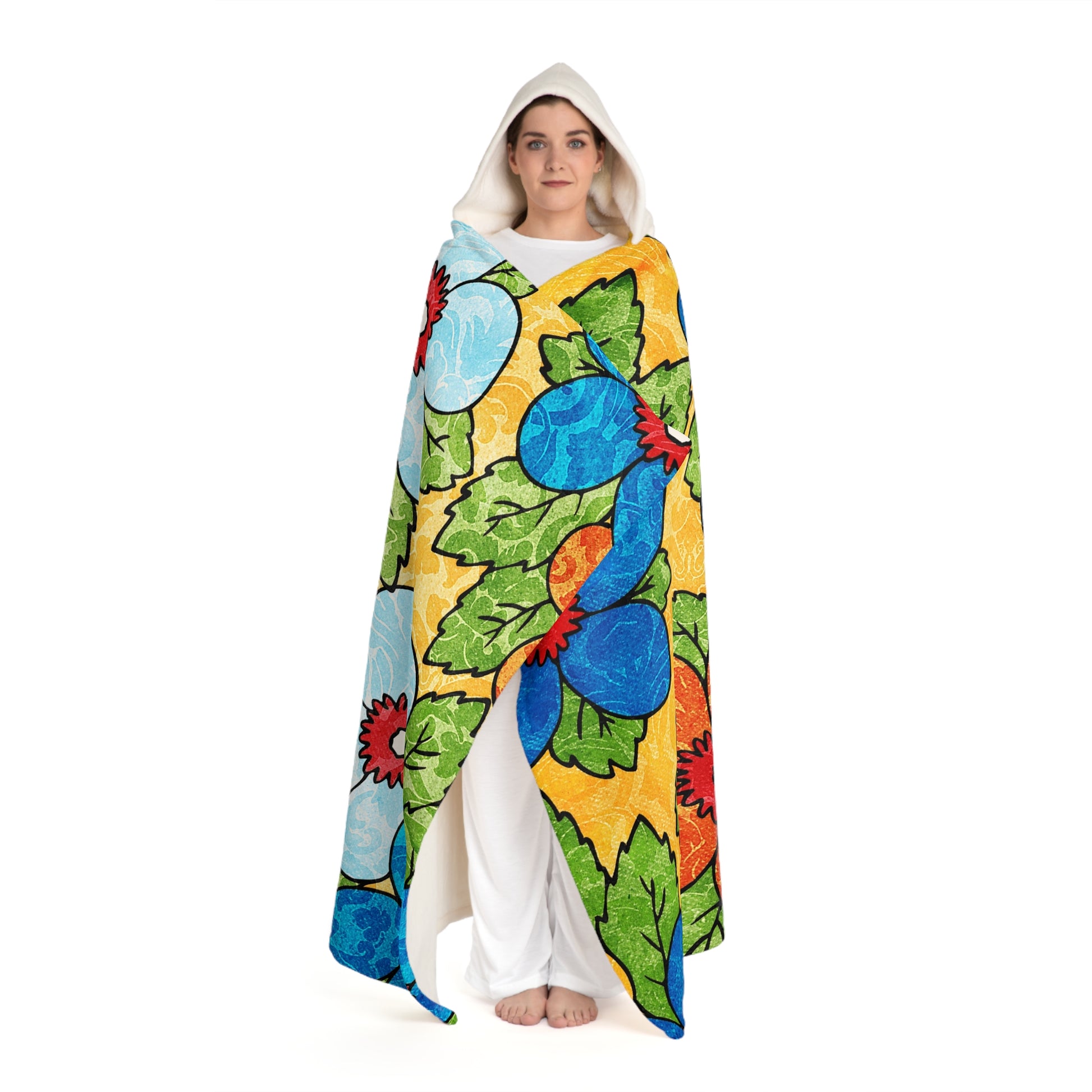 Groovy Yellow Floral Kl II Hooded Sherpa Fleece Blanket, Artsulli - Art is Long, Life is Short, All Over Prints, , , , , , , 