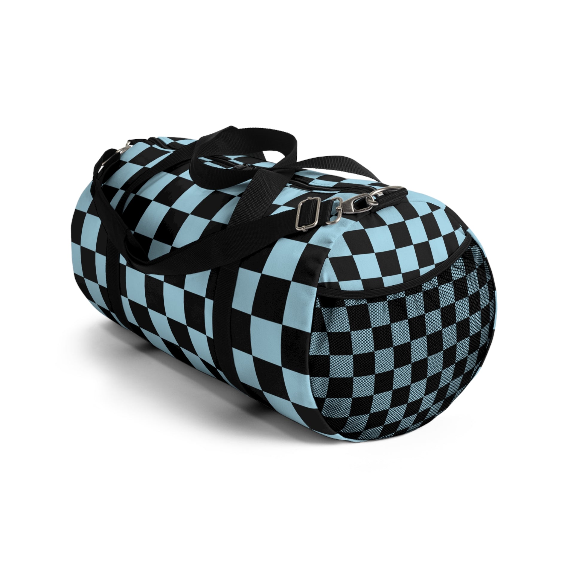 Checkerboard Black and Blue Duffel Bag, Artsulli - Art is Long, Life is Short, Bags, , , , , , , 
