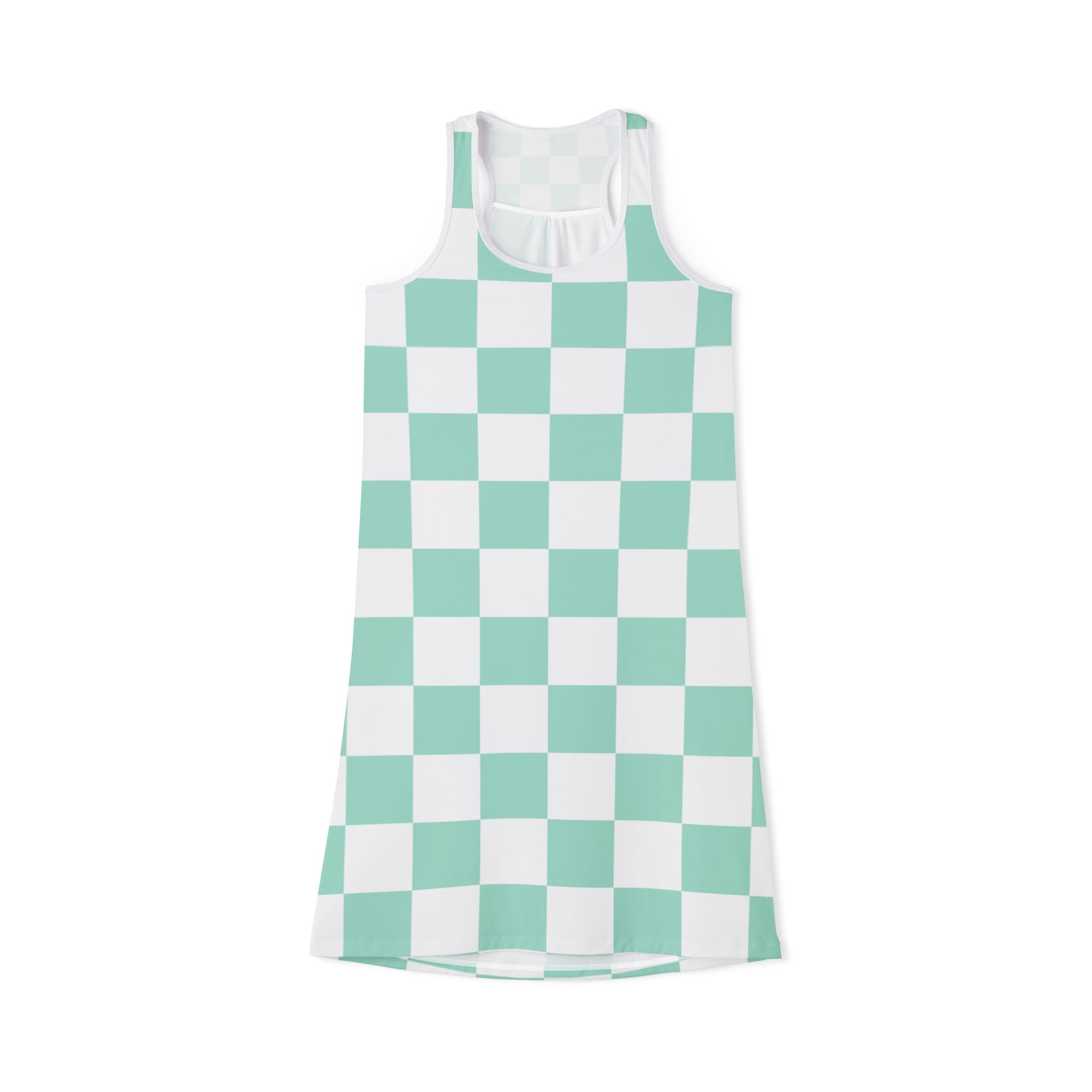 Chessboard Women's Racerback Dress (AOP), Artsulli - Art is Long, Life is Short, Tank Top, Size, XS, Color, White, , , 26637396297876129132