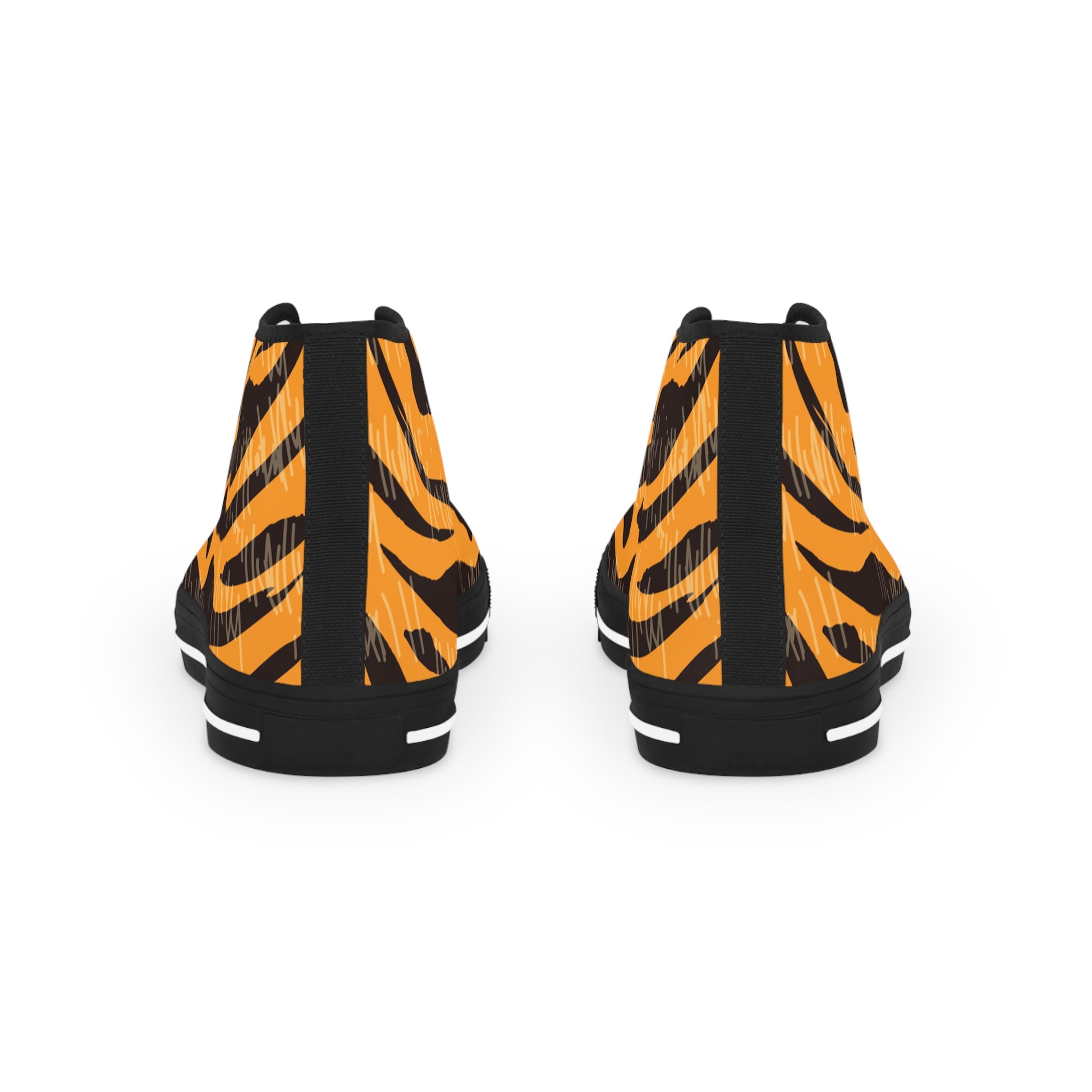 Tiger Scratches Orange & Black Men's High Top Sneakers, Artsulli - Art is Long, Life is Short, Shoes, , , , , , , 