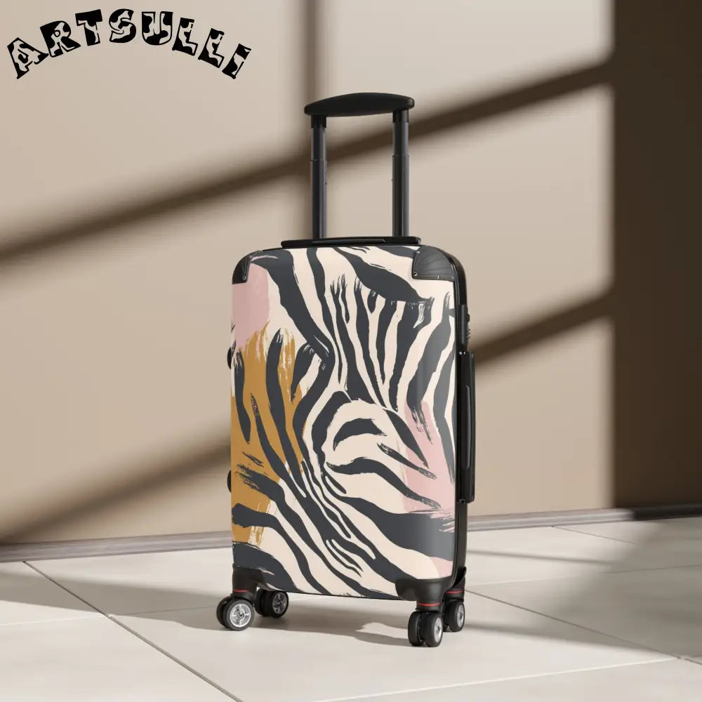 JAKKOUTTHEBXX Zebra Print Hard Shell Carry-On Luggage with Spinner