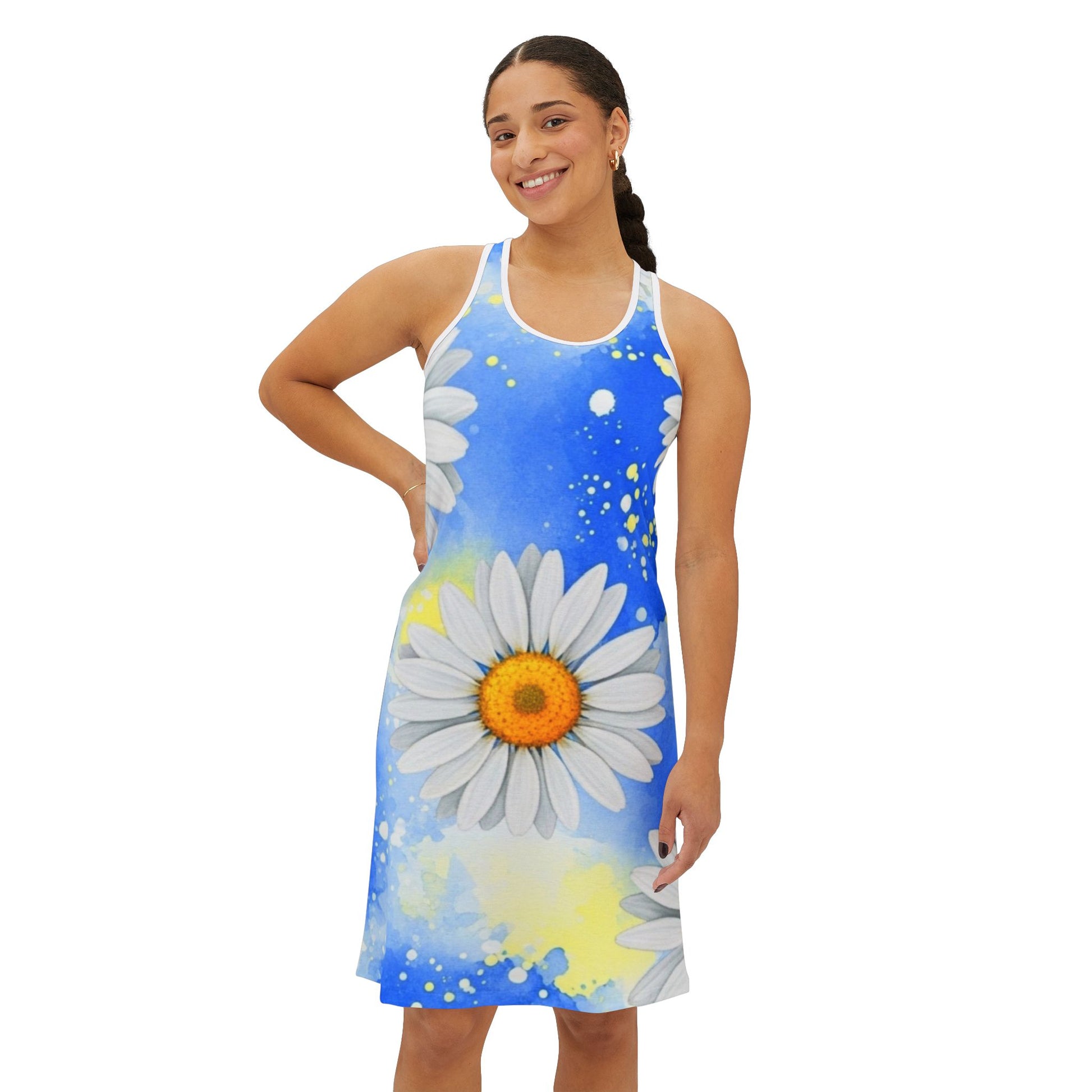 Daisies Women's Racerback Dress (AOP), Artsulli - Art is Long, Life is Short, Tank Top, , , , , , , 