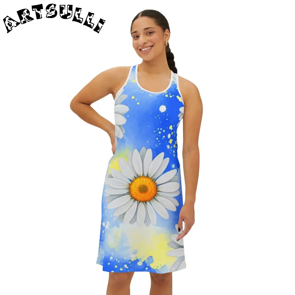 JAKKOUTTHEBXX Daisies Women’s Racerback Dress (AOP) JAKKOUTTHEBXX