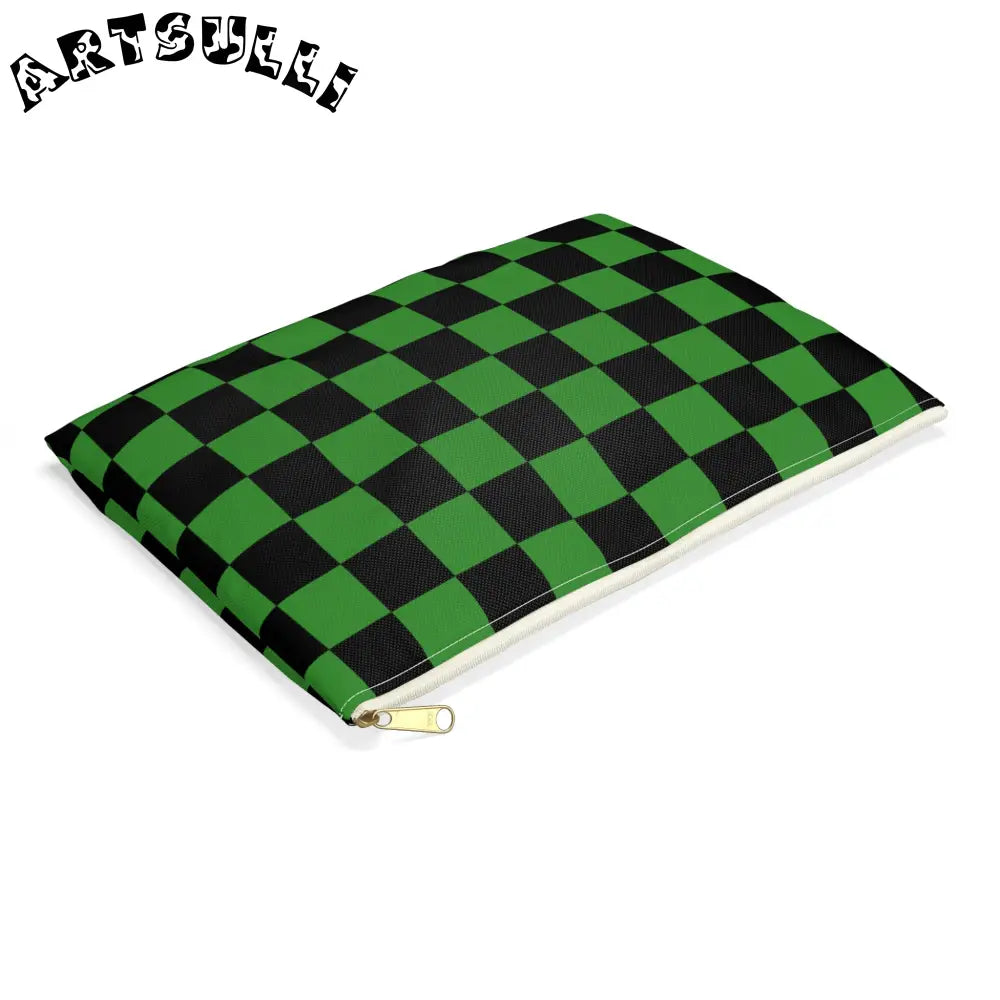JAKKOUTTHEBXX Checkerboard Green and Black Accessory Pouch