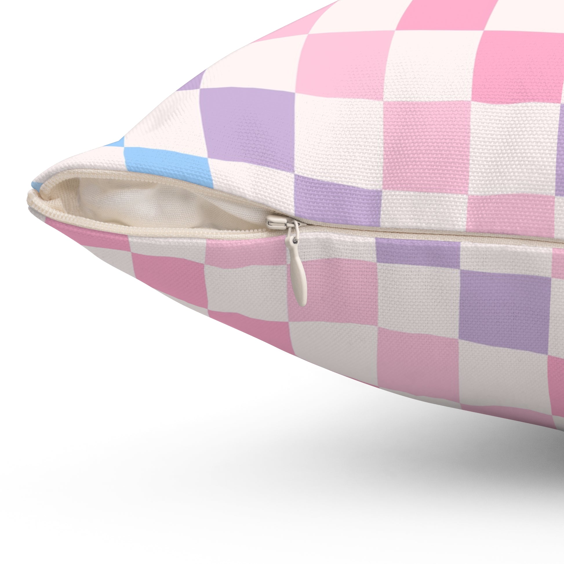 Checkerboard Pink and Blue Spun Polyester Square Pillow, Artsulli - Art is Long, Life is Short, Home Decor, , , , , , , 