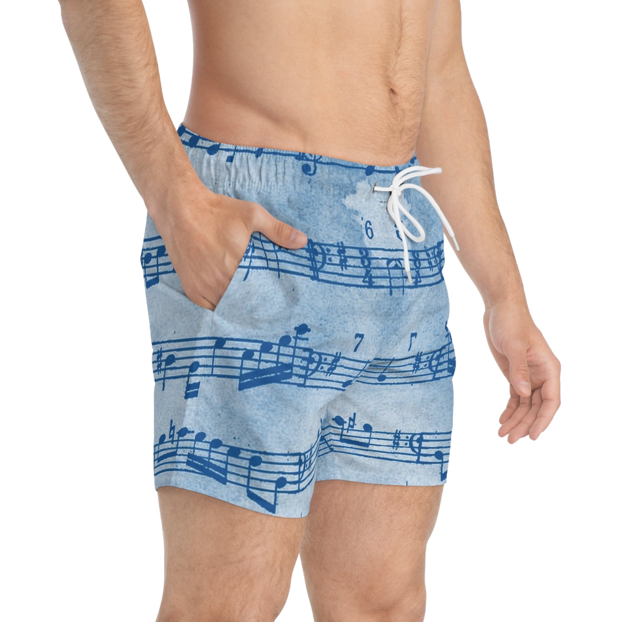 Drip Spill Type Beat Sheet Music Blue Swim Trunks (AOP), Artsulli - Art is Long, Life is Short, All Over Prints, , , , , , , 