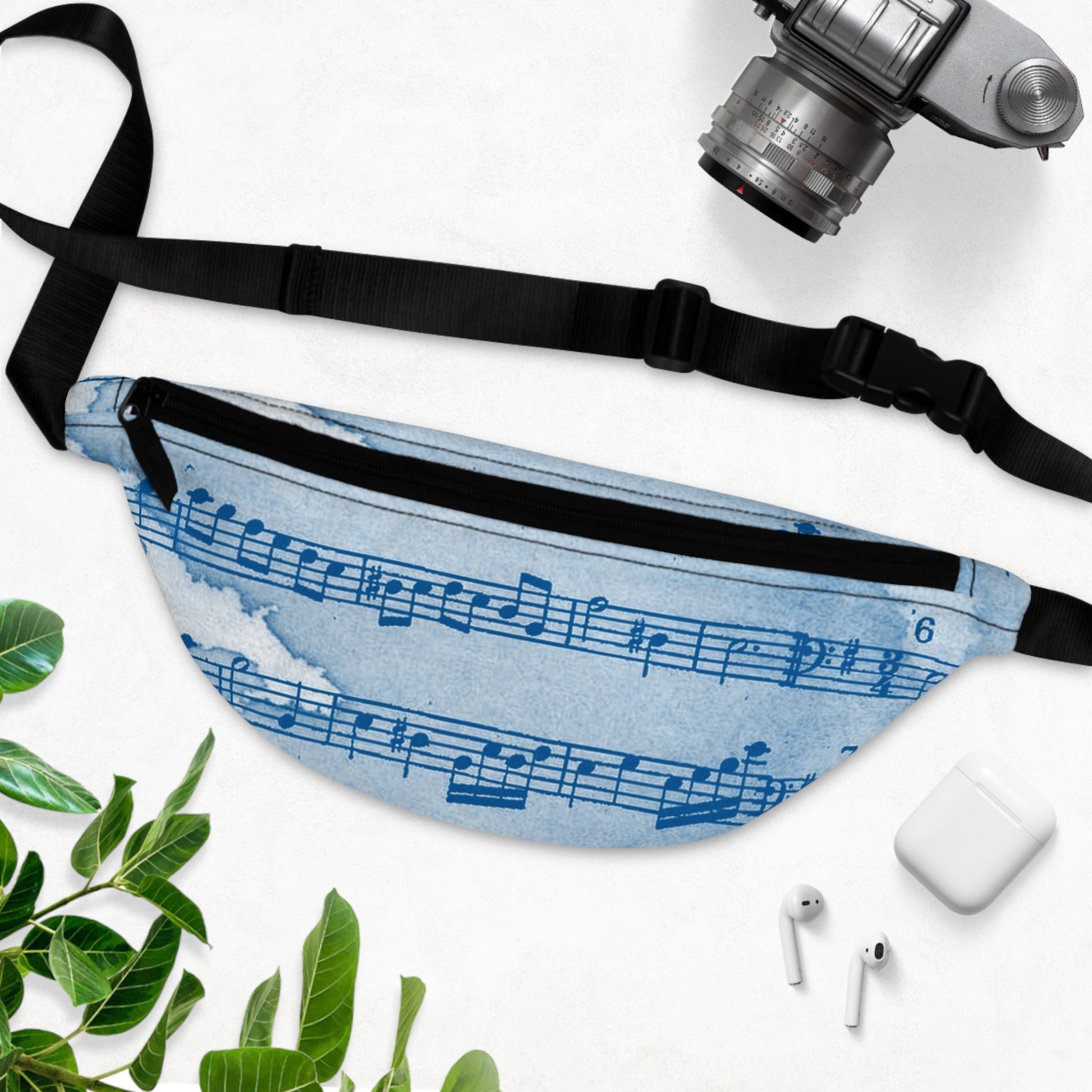 Drip Spill Type Beat Sheet Music Blue Fanny Pack, Artsulli - Art is Long, Life is Short, Bags, , , , , , , 