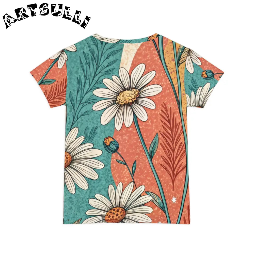 JAKKOUTTHEBXX Retro Daisy Dream Women’s Short Sleeve Shirt (AOP)