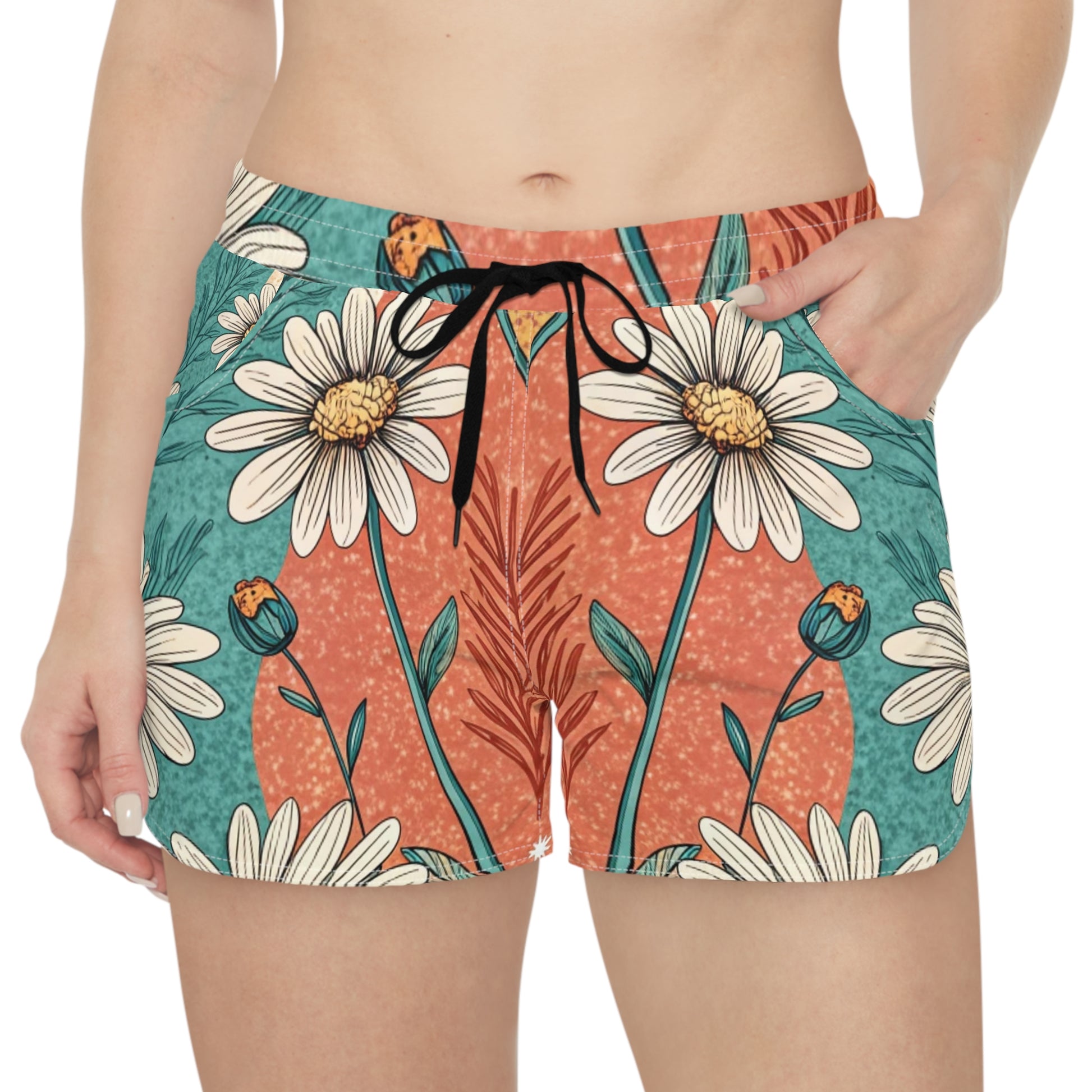 Retro Daisy Dream Women's Casual Shorts (AOP), Artsulli - Art is Long, Life is Short, All Over Prints, , , , , , , 