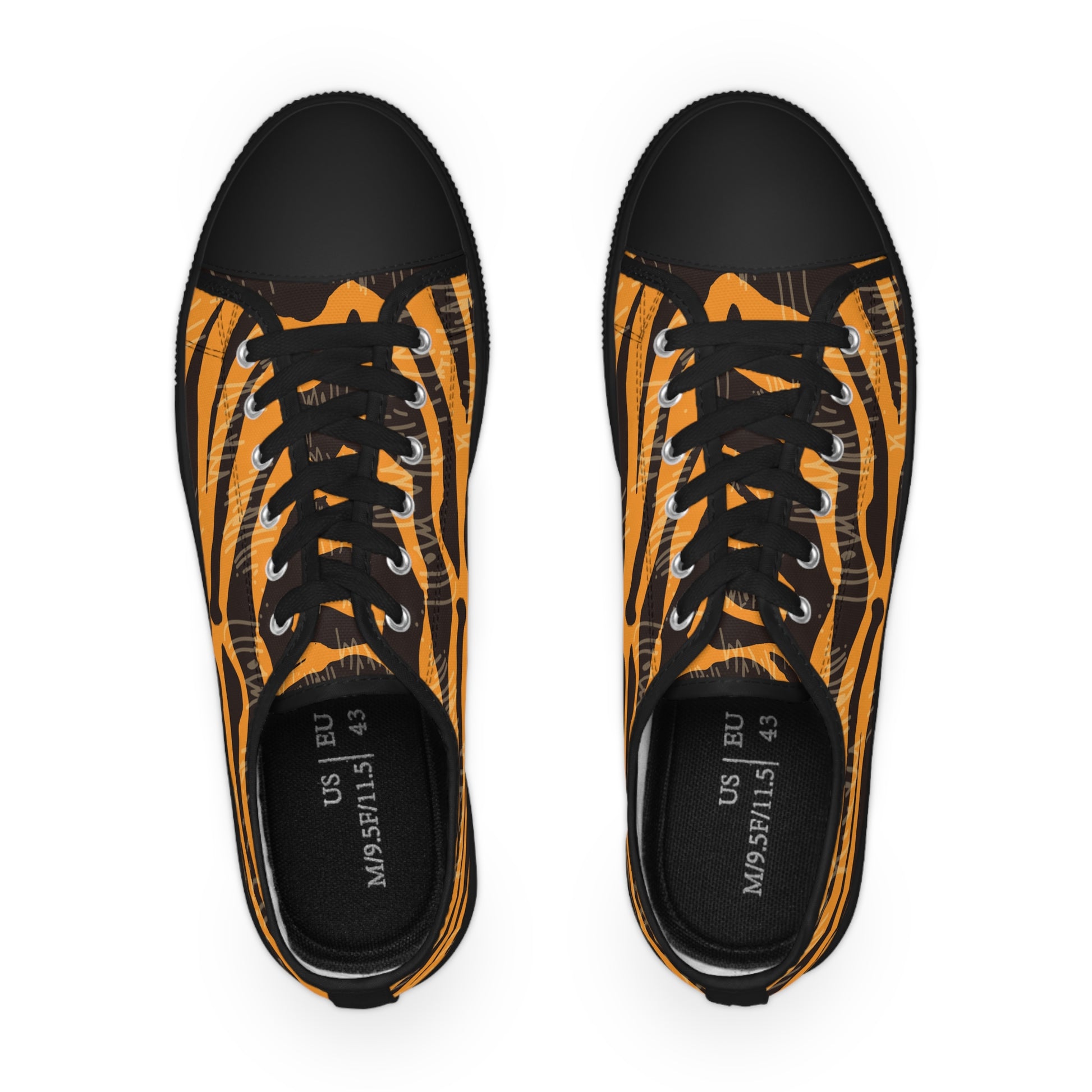 Tiger Scratches Orange and Black Men's Low Top Sneakers, Artsulli - Art is Long, Life is Short, Shoes, , , , , , , 