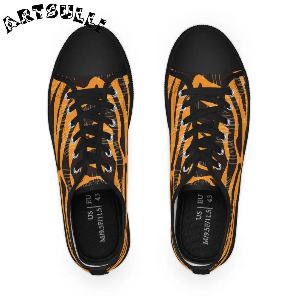 JAKKOUTTHEBXX Tiger Scratches Orange and Black Men’s Low Top