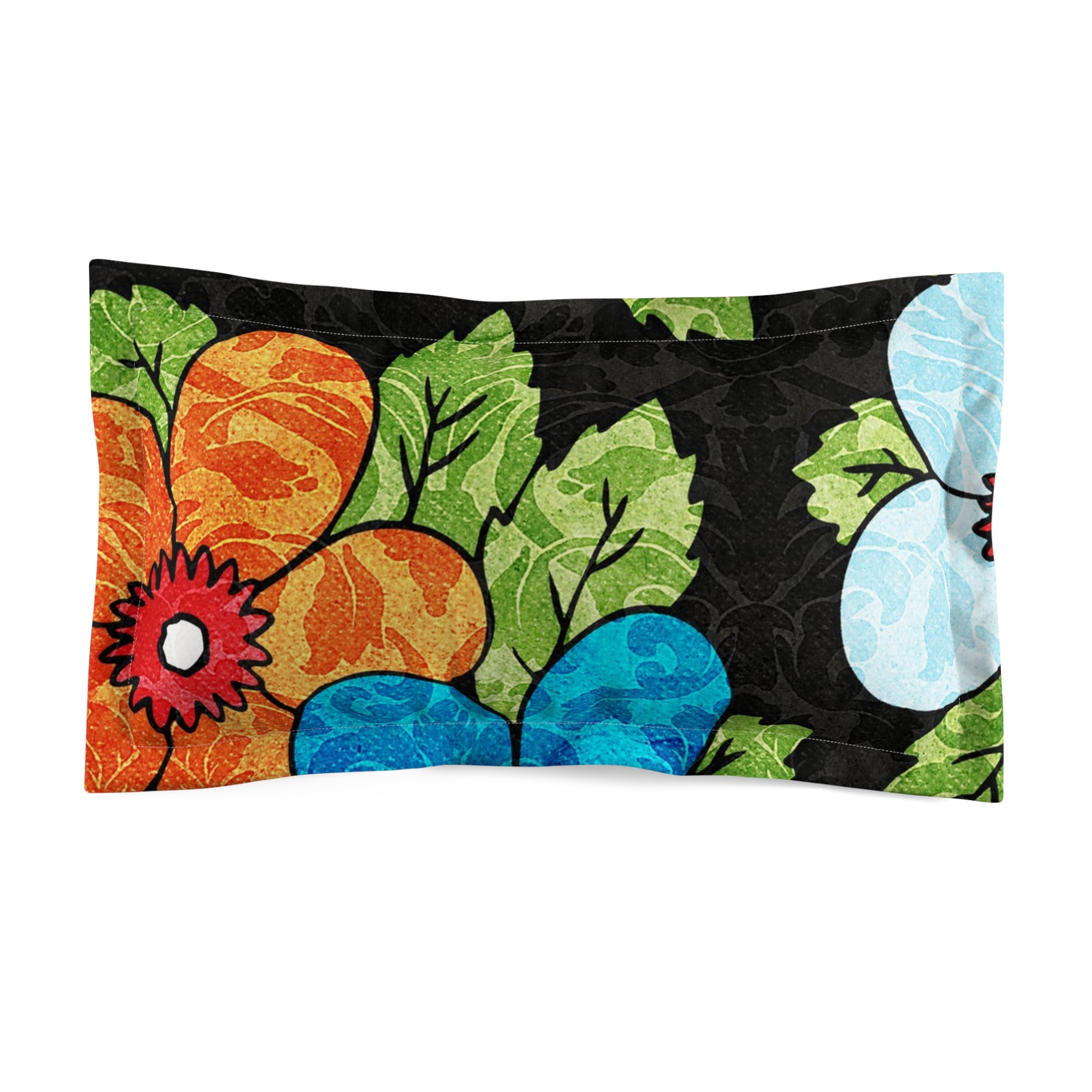 Groovy Black Floral Kl Microfiber Pillow Sham, Artsulli - Art is Long, Life is Short, Home Decor, Size, King, , , , , 26199637081316047249