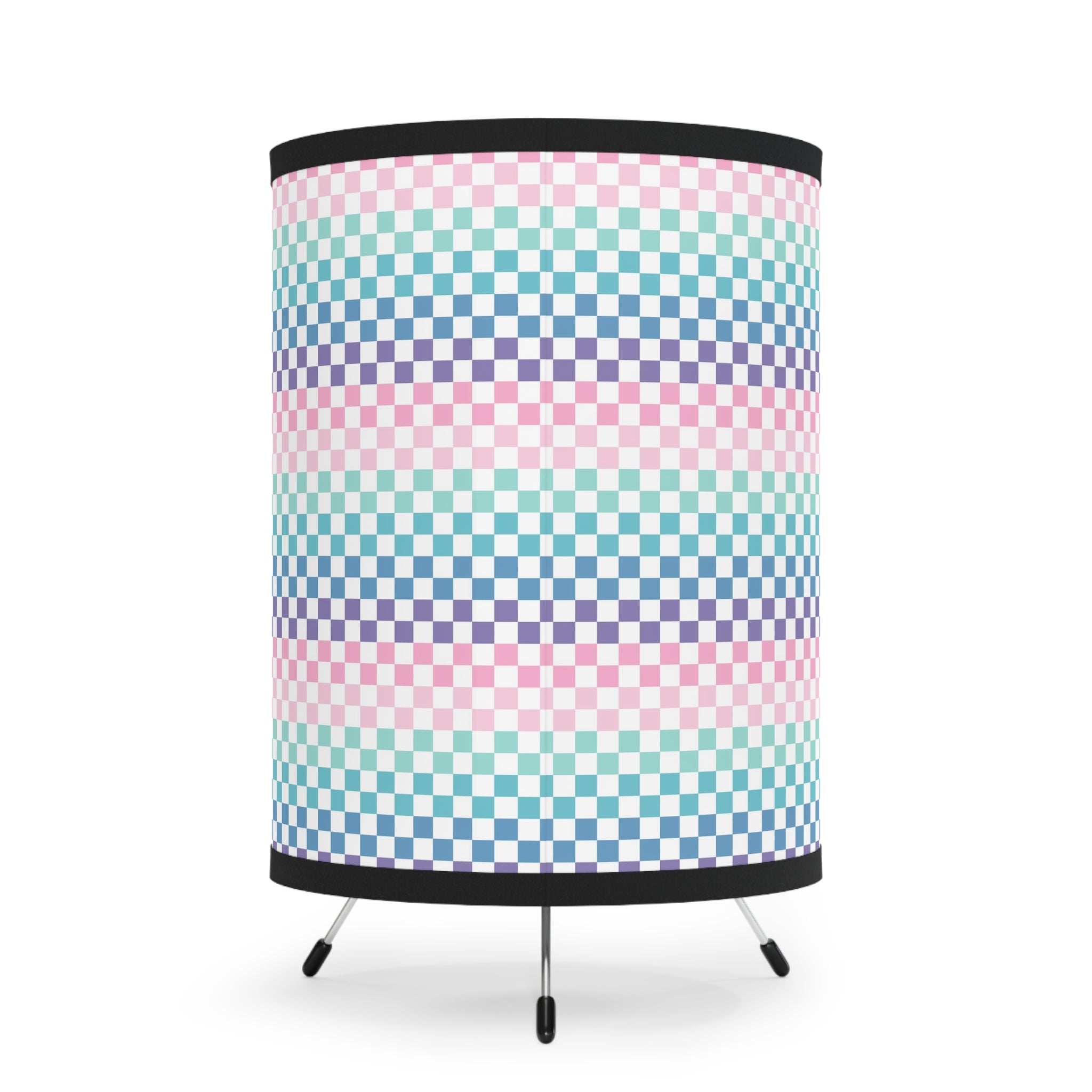 Vaporwave Rainbow  Checkerboard Multi-Color Tripod Lamp with High-Res Printed Shade, US\CA plug, Artsulli - Art is Long, Life is Short, Home Decor, , , , , , , 