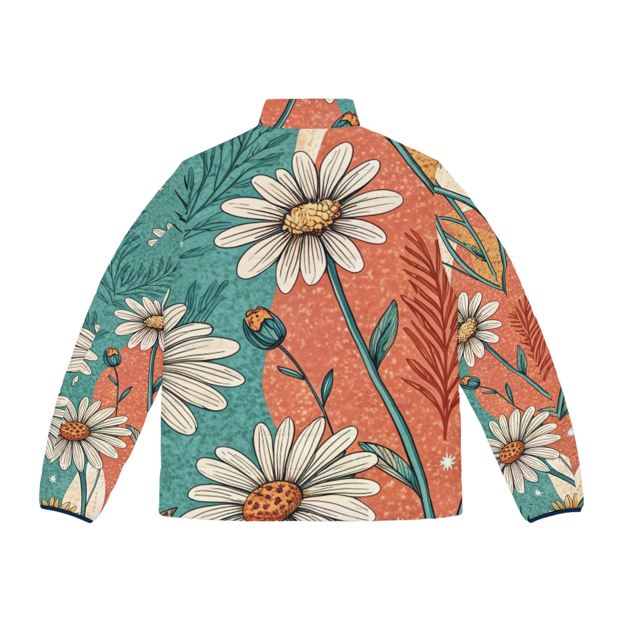 Retro Daisy Dream Men's Puffer Jacket (AOP), Artsulli - Art is Long, Life is Short, All Over Prints, , , , , , , 