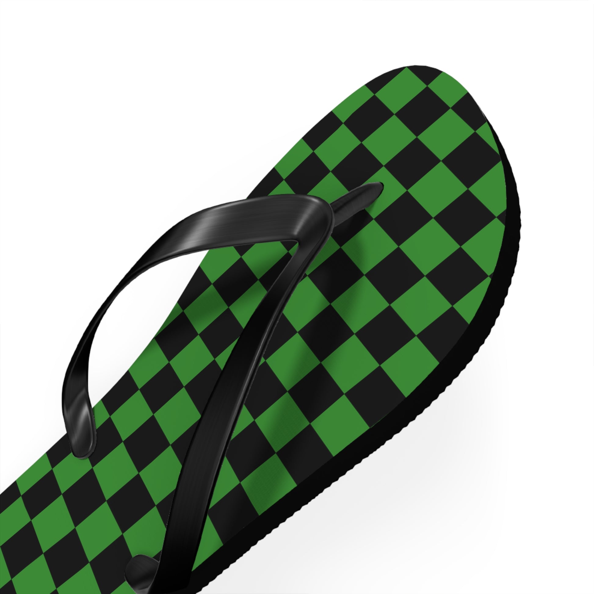 Checkerboard Green and Black Flip Flops, Artsulli - Art is Long, Life is Short, Shoes, , , , , , , 