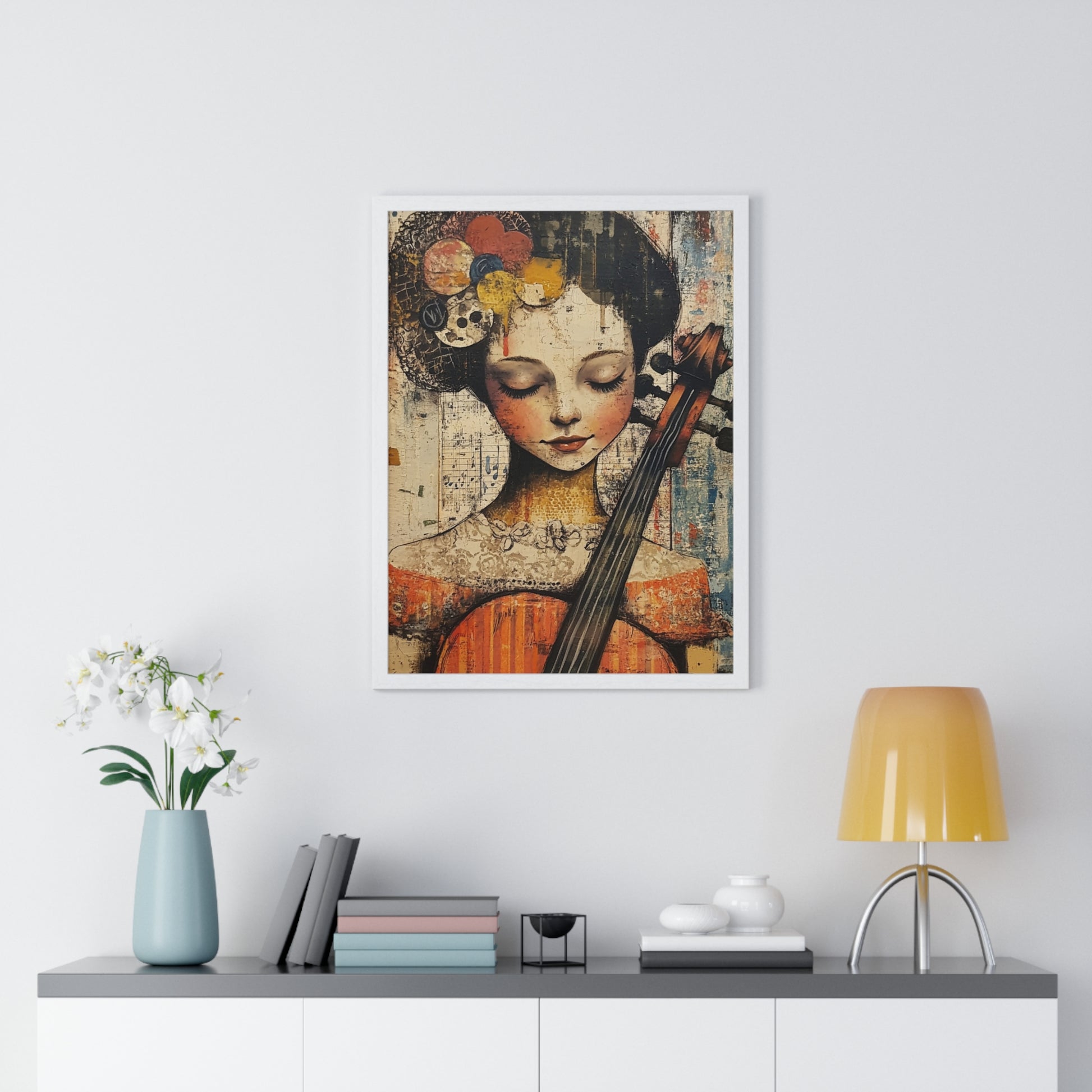 Girl With A Violin Vertical Framed Poster, Artsulli - Art is Long, Life is Short, Poster, , , , , , , 