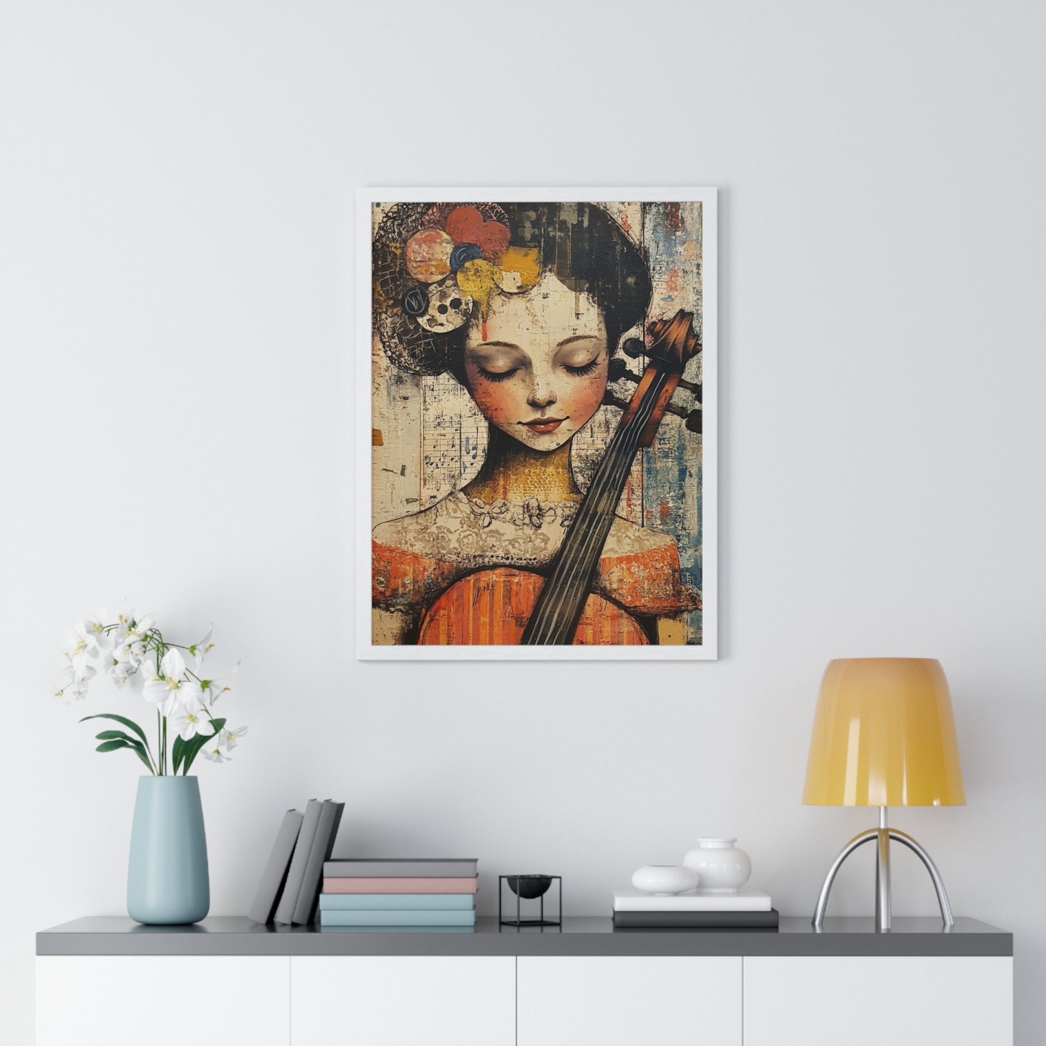 Girl With A Violin Vertical Framed Poster, Artsulli - Art is Long, Life is Short, Poster, , , , , , , 
