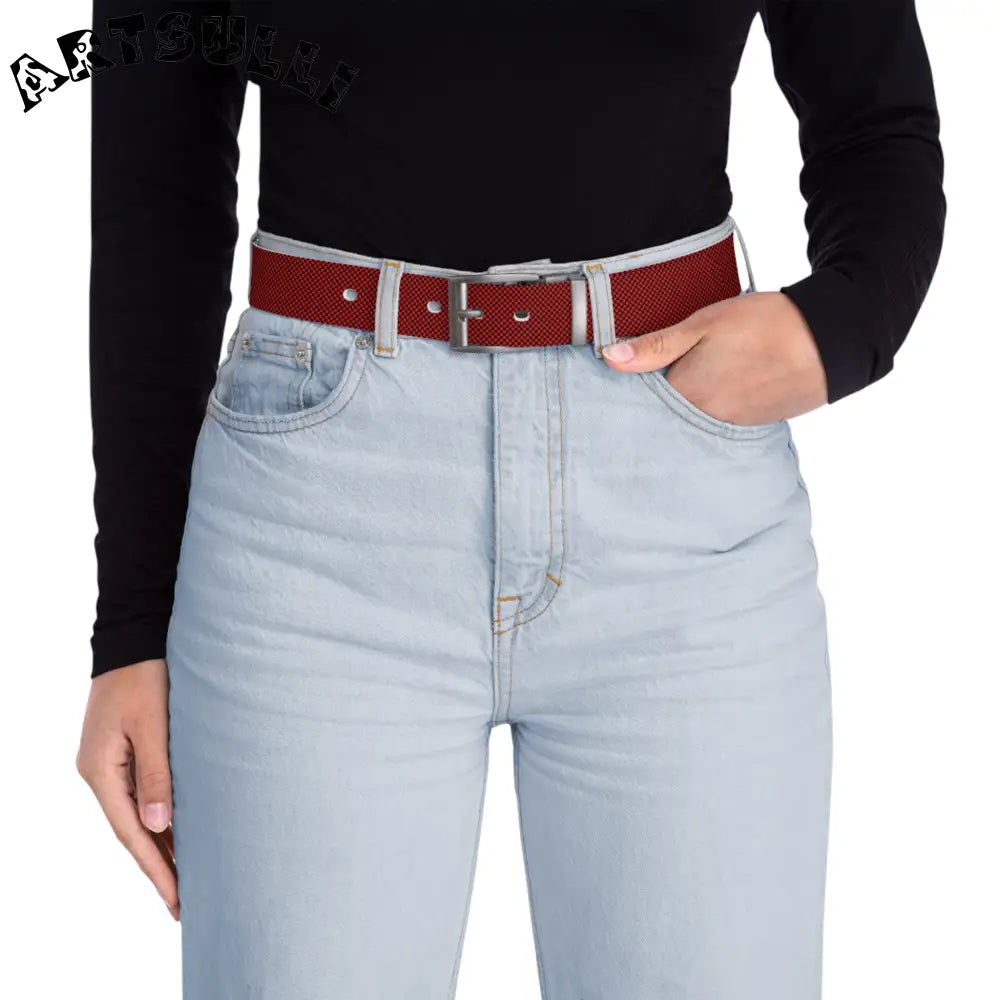 JAKKOUTTHEBXX Checkerboard Red and Black Belt JAKKOUTTHEBXX Artsulli