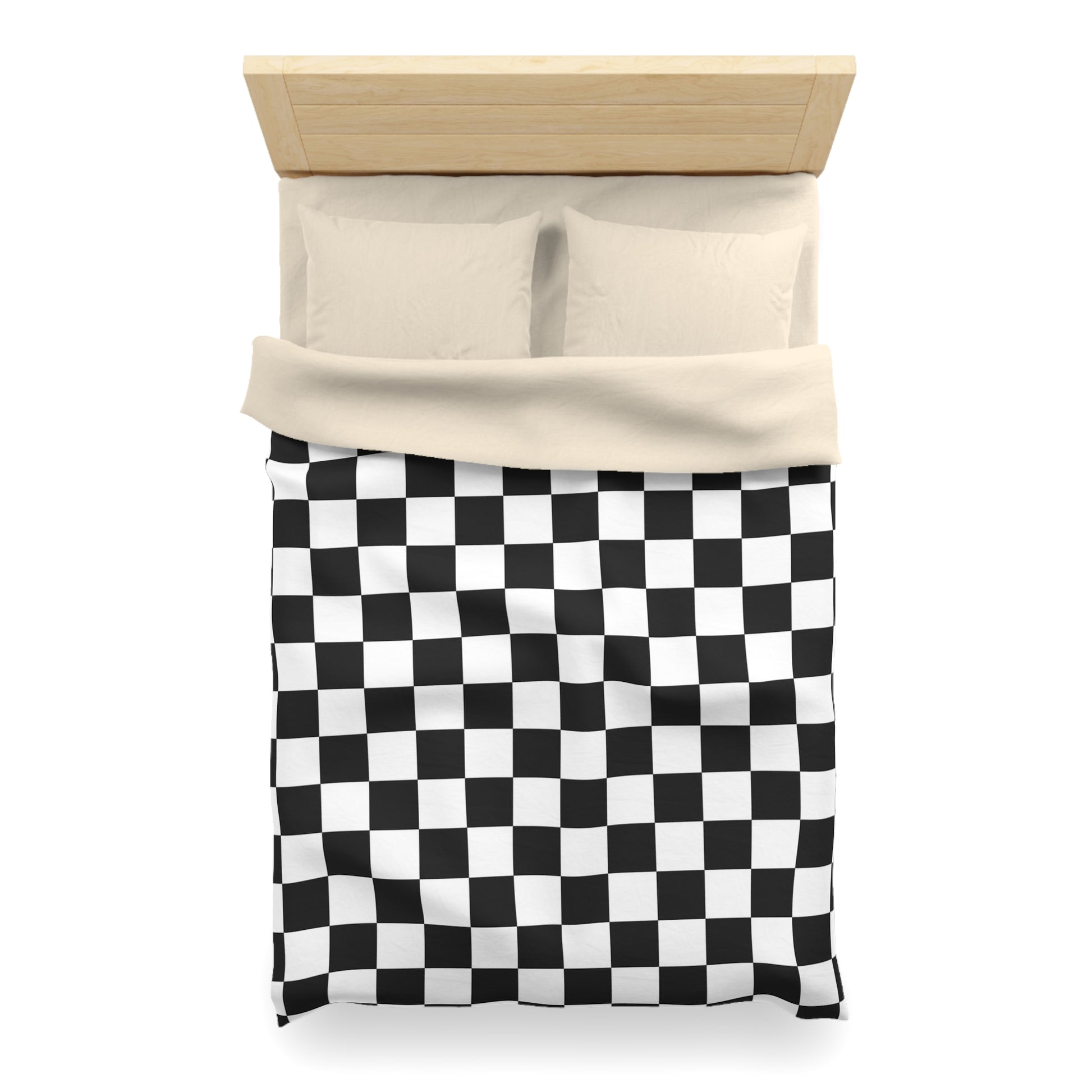 Checkerboard White and Black Microfiber Duvet Cover, Artsulli - Art is Long, Life is Short, Home Decor, , , , , , , 