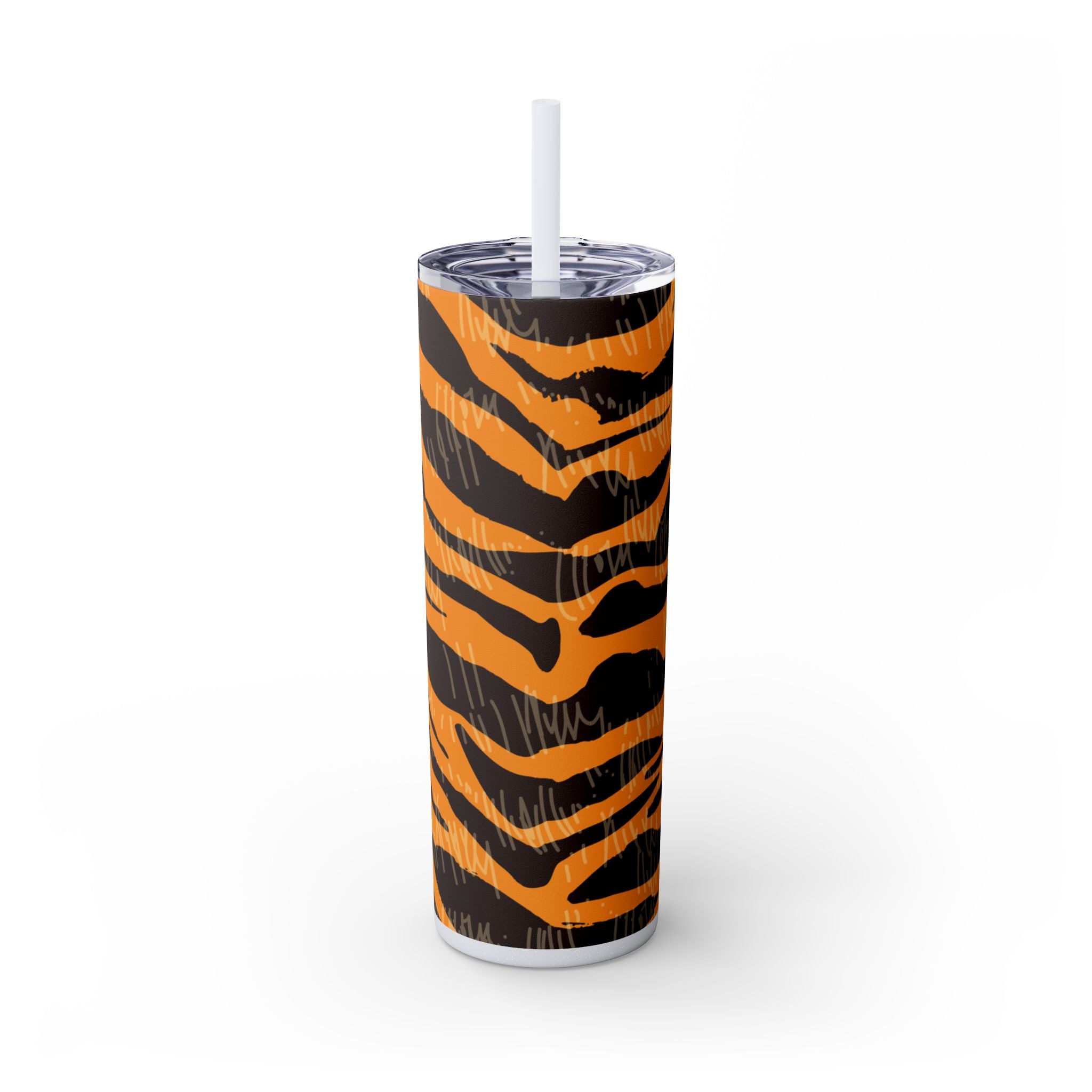 Tiger Scratches Orange & Black Skinny Tumbler with Straw, 20oz, Artsulli - Art is Long, Life is Short, Mug, Finish, Glossy, Color, Glitter Iceberg, Size, 20oz, 13049968755936
