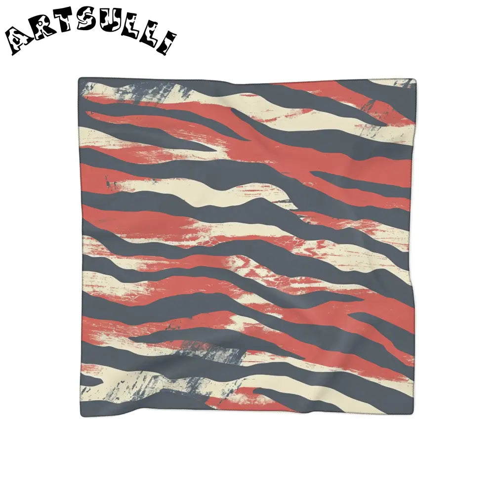 JAKKOUTTHEBXX Bold Red Black and Beige Striped Square Scarf