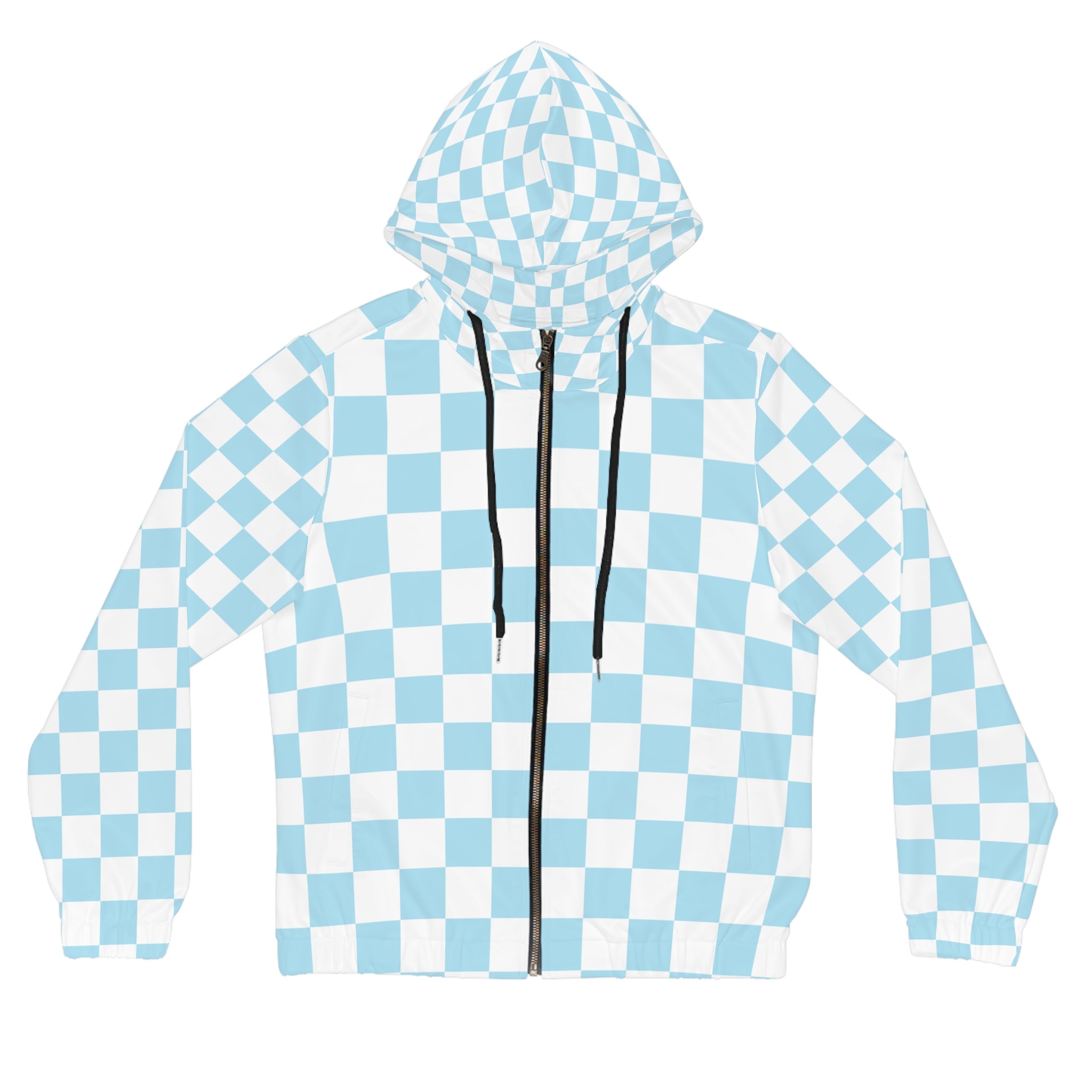 Checkerboard Sky Blue Women’s Full-Zip Hoodie (AOP), Artsulli - Art is Long, Life is Short, All Over Prints, Size, XS, Color, Black, , , 26070734856796536989