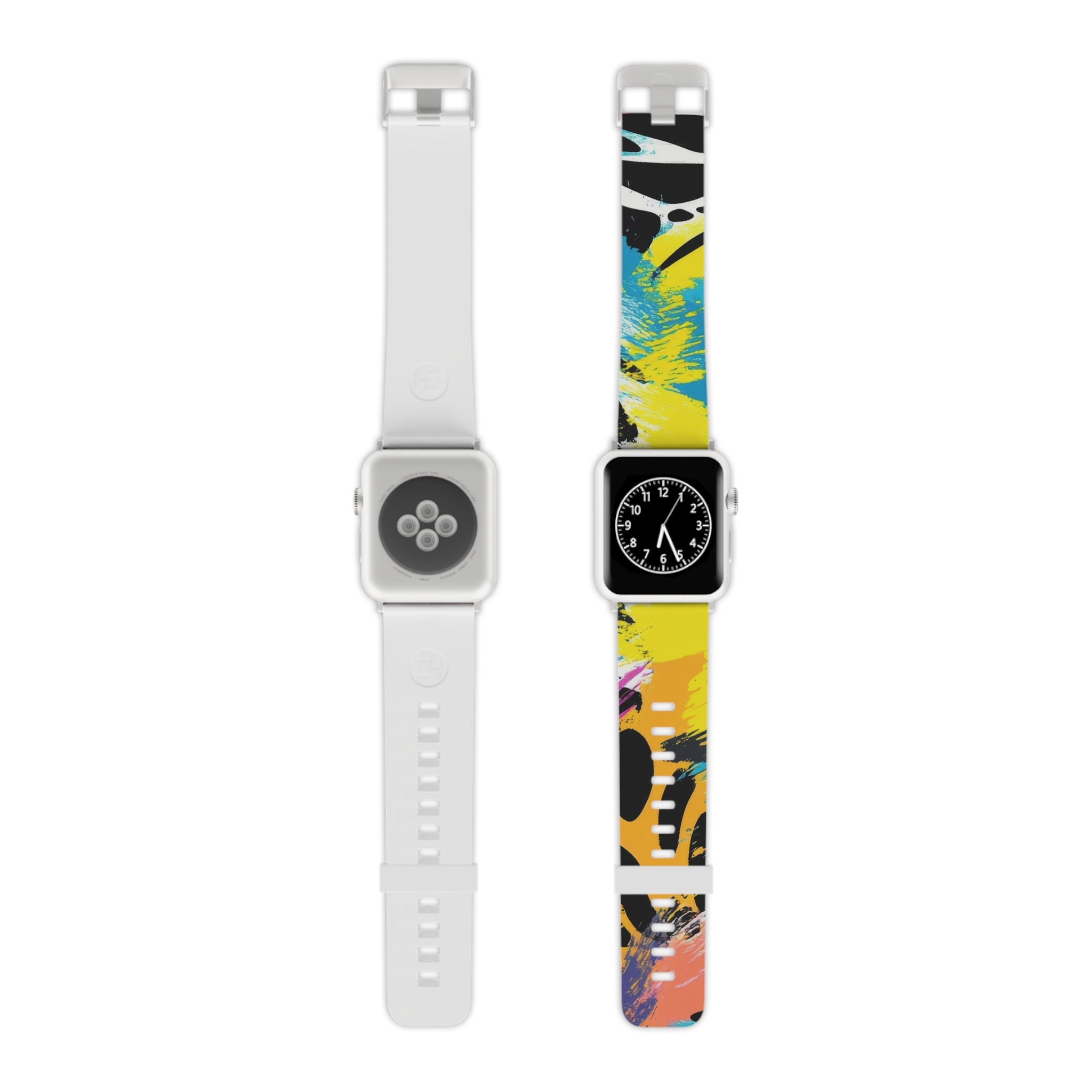 Zebra Stripes x Leopard Print x Paint Splatter Multi-Color Watch Band for Apple Watch, Artsulli - Art is Long, Life is Short, Accessories, Size, 7.5'' × 0.75'' / 38 - 40 mm, Color, Silver, , , 17935906033064