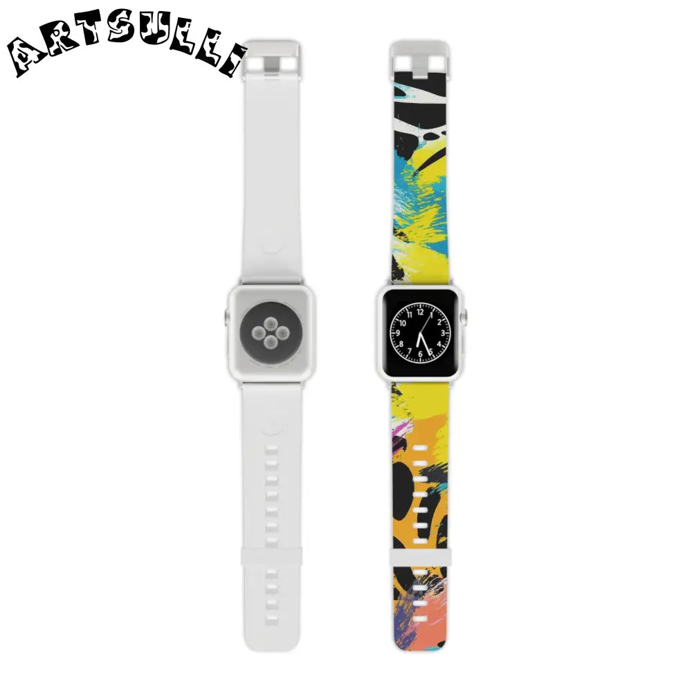 Zebra Stripes x Leopard Print x Paint Splatter Multi-Color Watch Band for Apple Watch, Artsulli - Art is Long, Life is Short, Accessories, Size, 7.5'' × 0.75'' / 38 - 40 mm, Color, Silver, , , 17935906033064