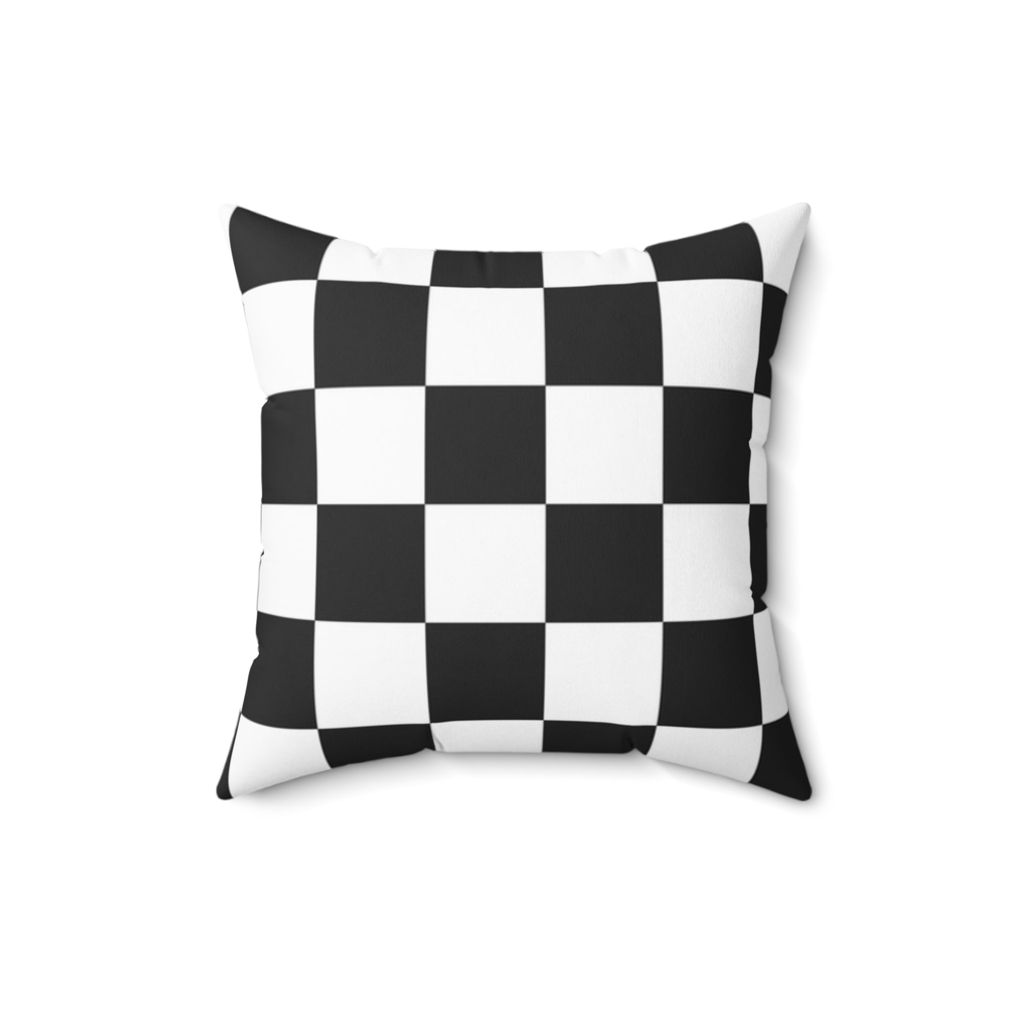 Checkerboard White and Black Spun Polyester Square Pillow, Artsulli - Art is Long, Life is Short, Home Decor, Size, 16" × 16", , , , , 21635636503633169087