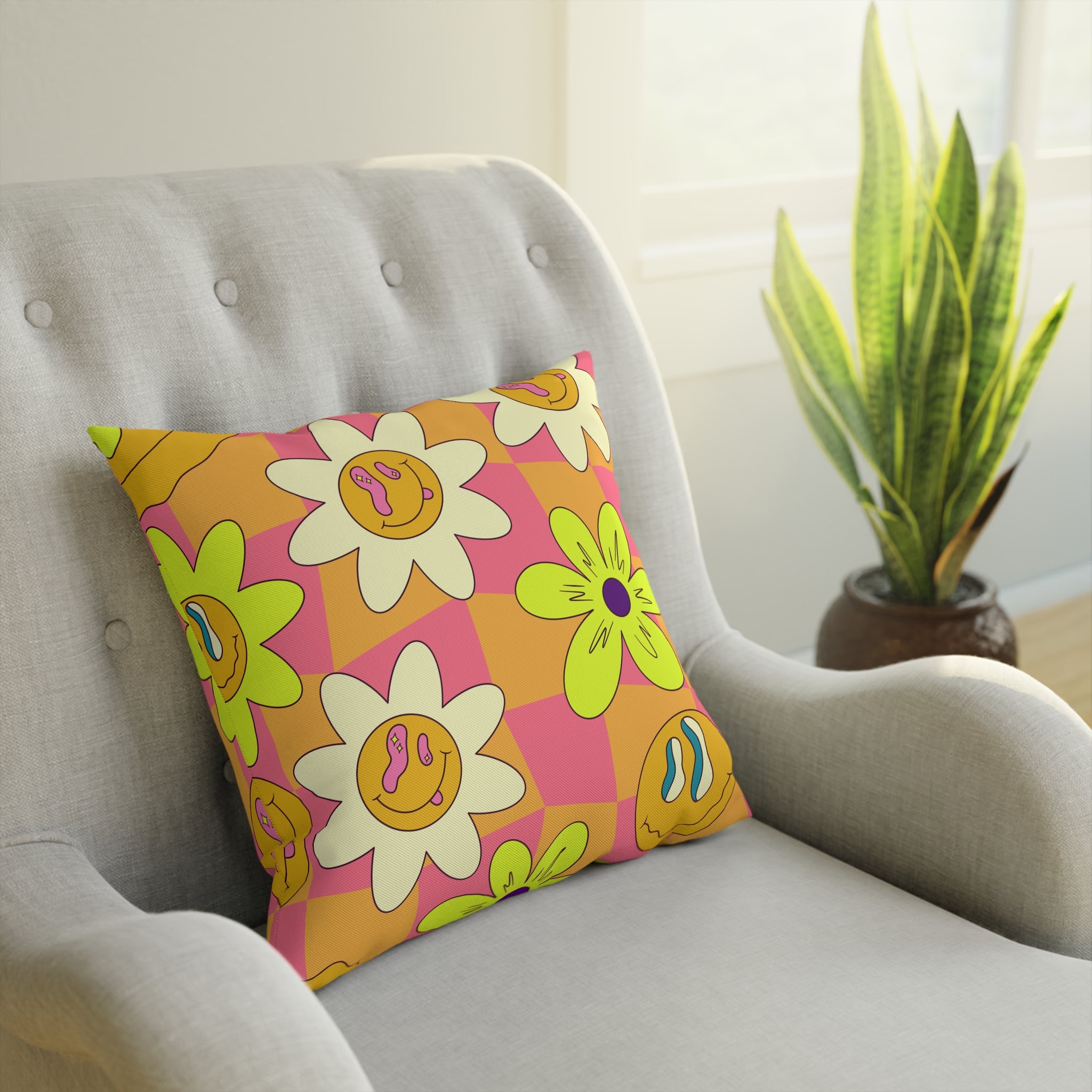 Trippy Sour Face Rave Cushion, Artsulli - Art is Long, Life is Short, Home Decor, , , , , , , 