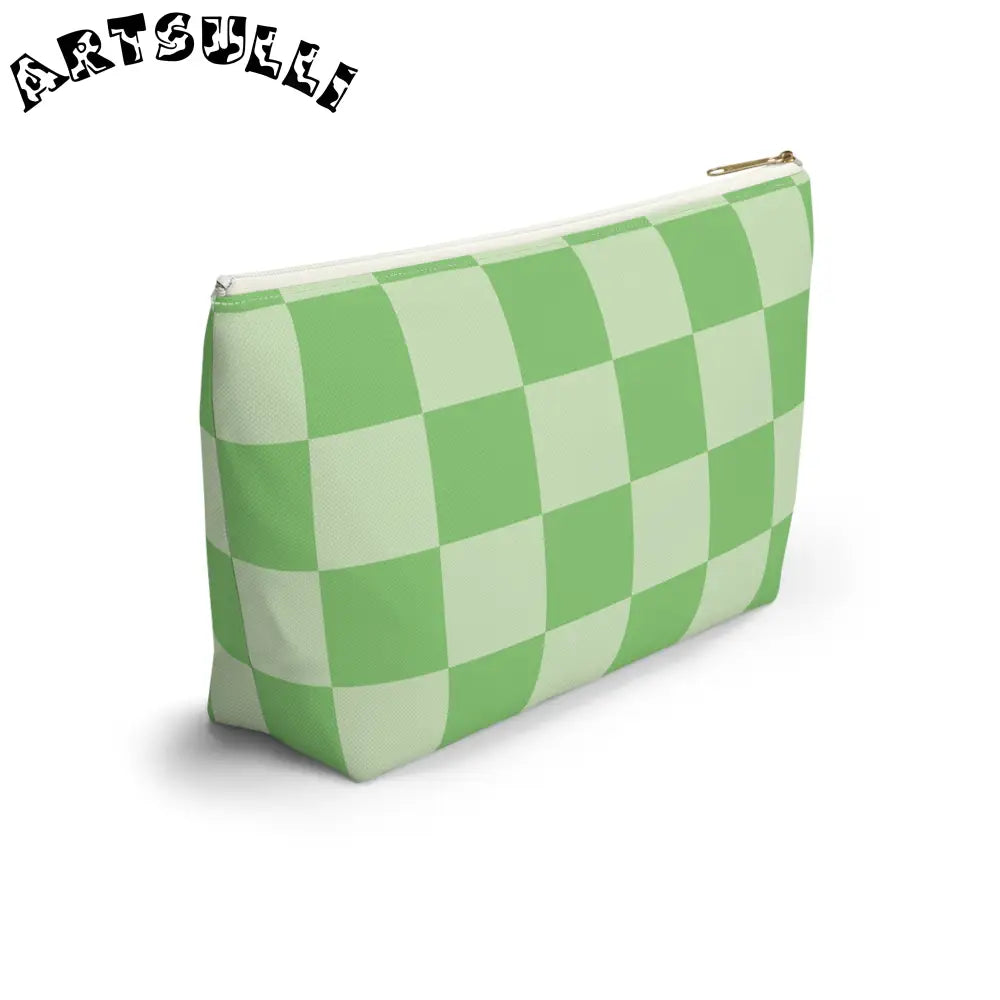 JAKKOUTTHEBXX Checkerboard Green Accessory Pouch w T-bottom
